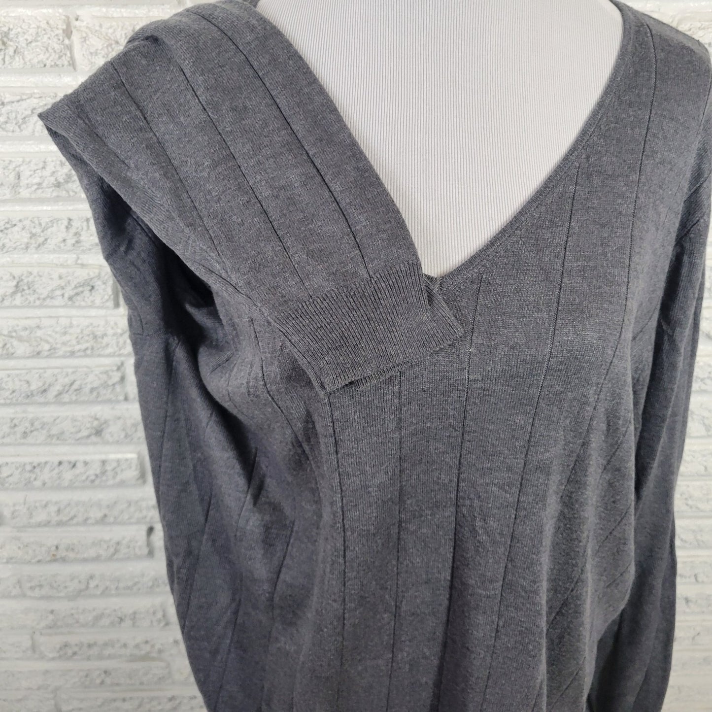 Roamans Womens Sweater 2X 26 28 Plus Tunic Gray Lightweight Acrylic Nylon Office