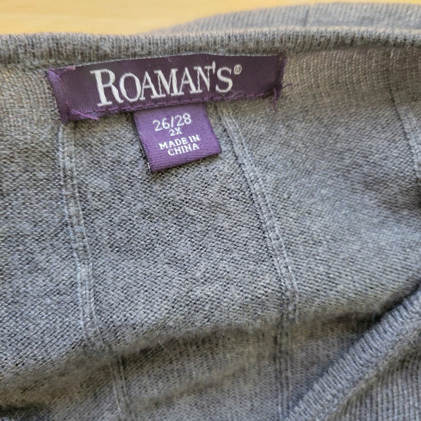 Roamans Womens Sweater 2X 26 28 Plus Tunic Gray Lightweight Acrylic Nylon Office