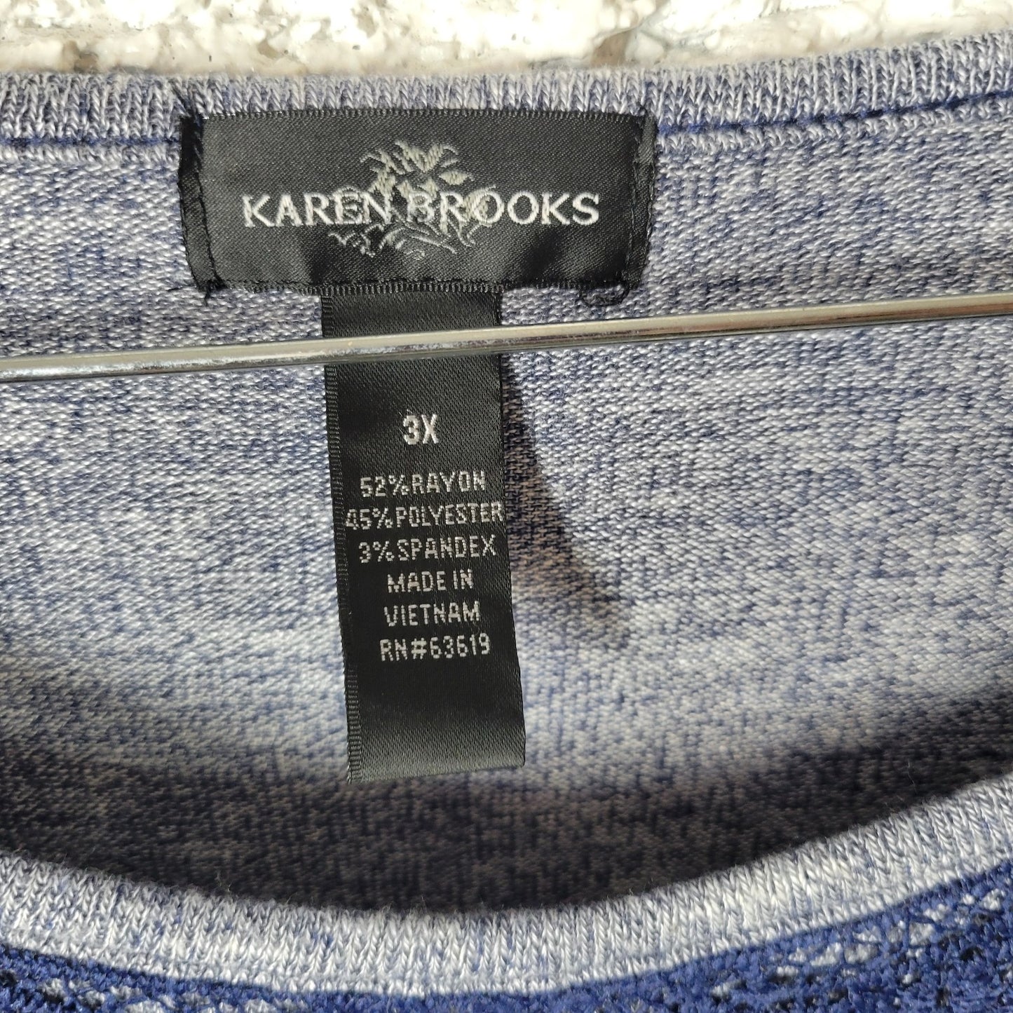 Karen Brooks Women's Plus Size 3X Gray Tunic Long Sleeve Chiffon Hem Crochet Top
