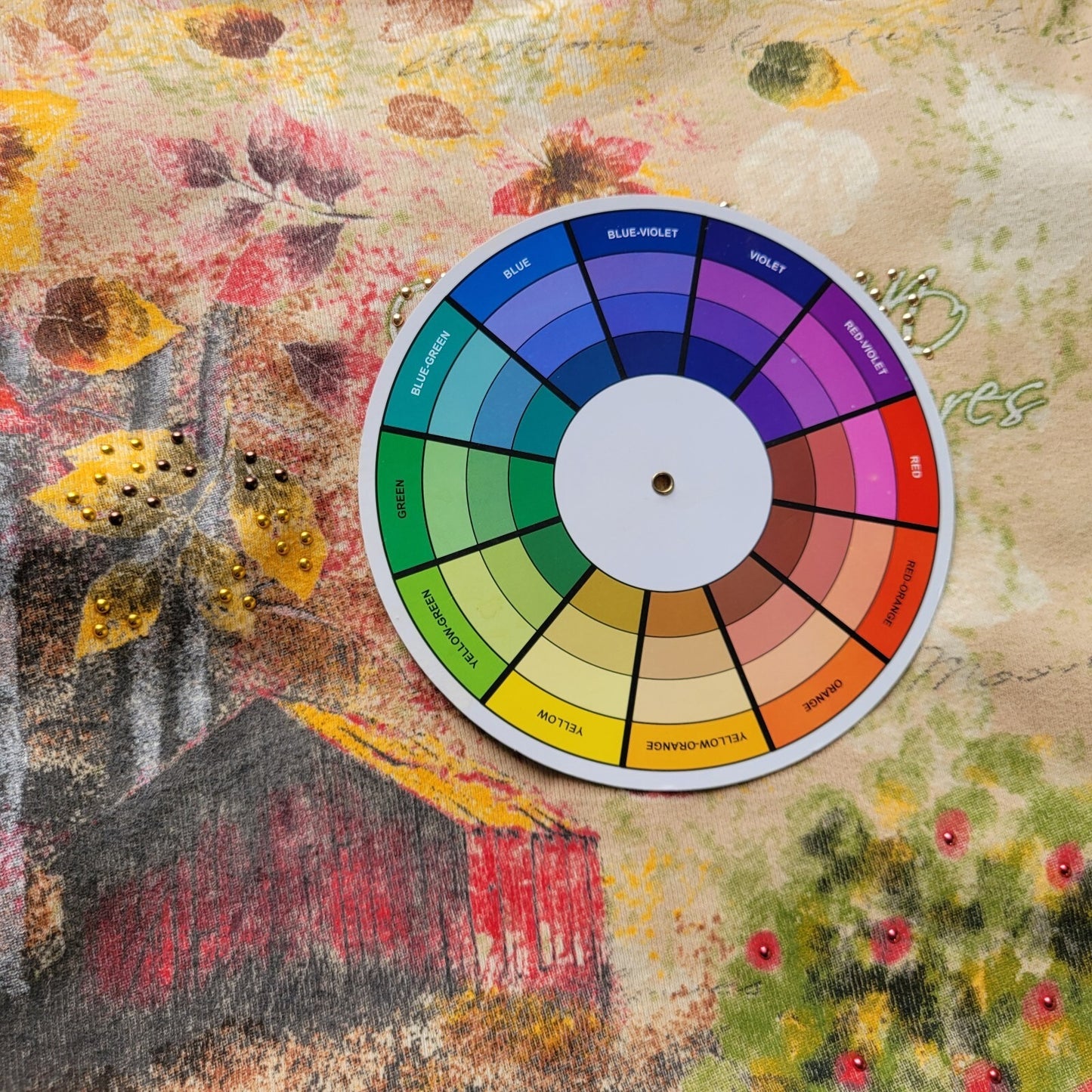 Studio Collection Womens Top XL Lightweight Autumn Treasures Studded Farmscape