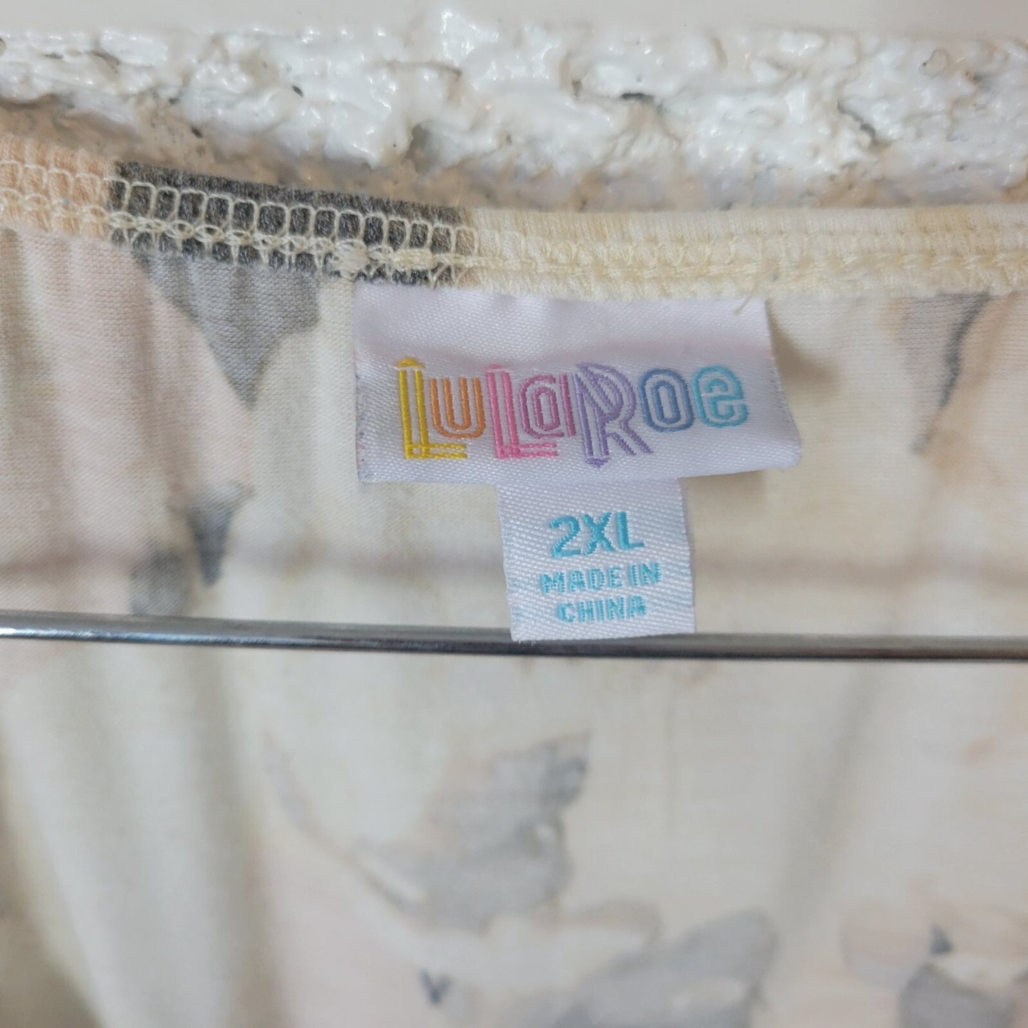 Lularoe Womens Dress 2XL Plus Sheath Long Sleeve Beige Green Floral Keyhole