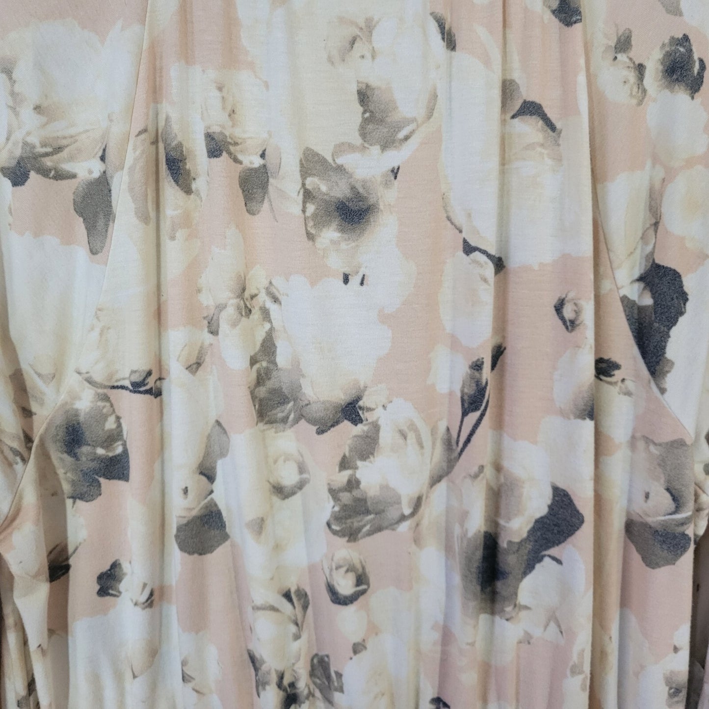 Lularoe Womens Dress 2XL Plus Sheath Long Sleeve Beige Green Floral Keyhole