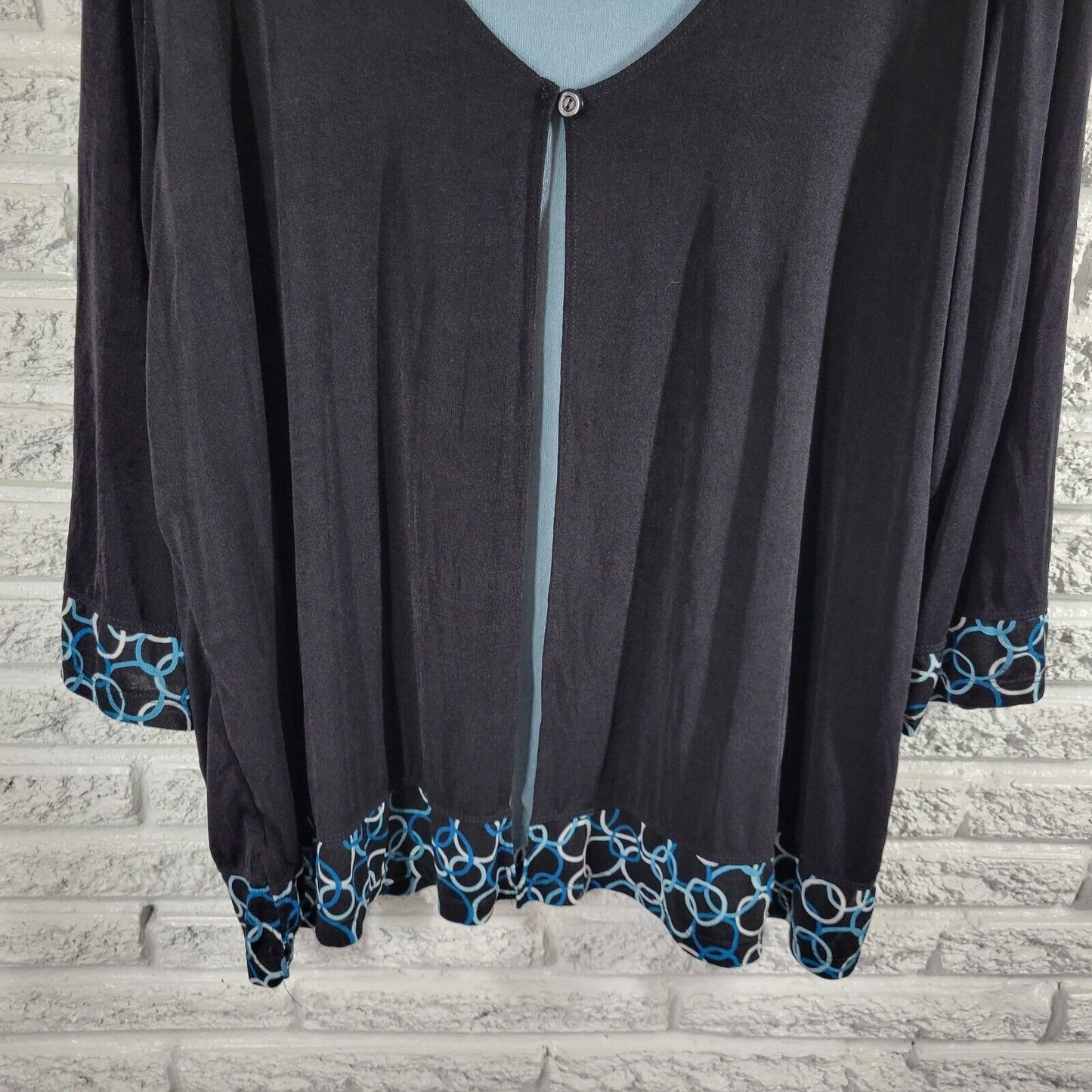 Studio 1940 Womens Top 4X Plus Tunic Black Blue One Button Comfy Office Casual