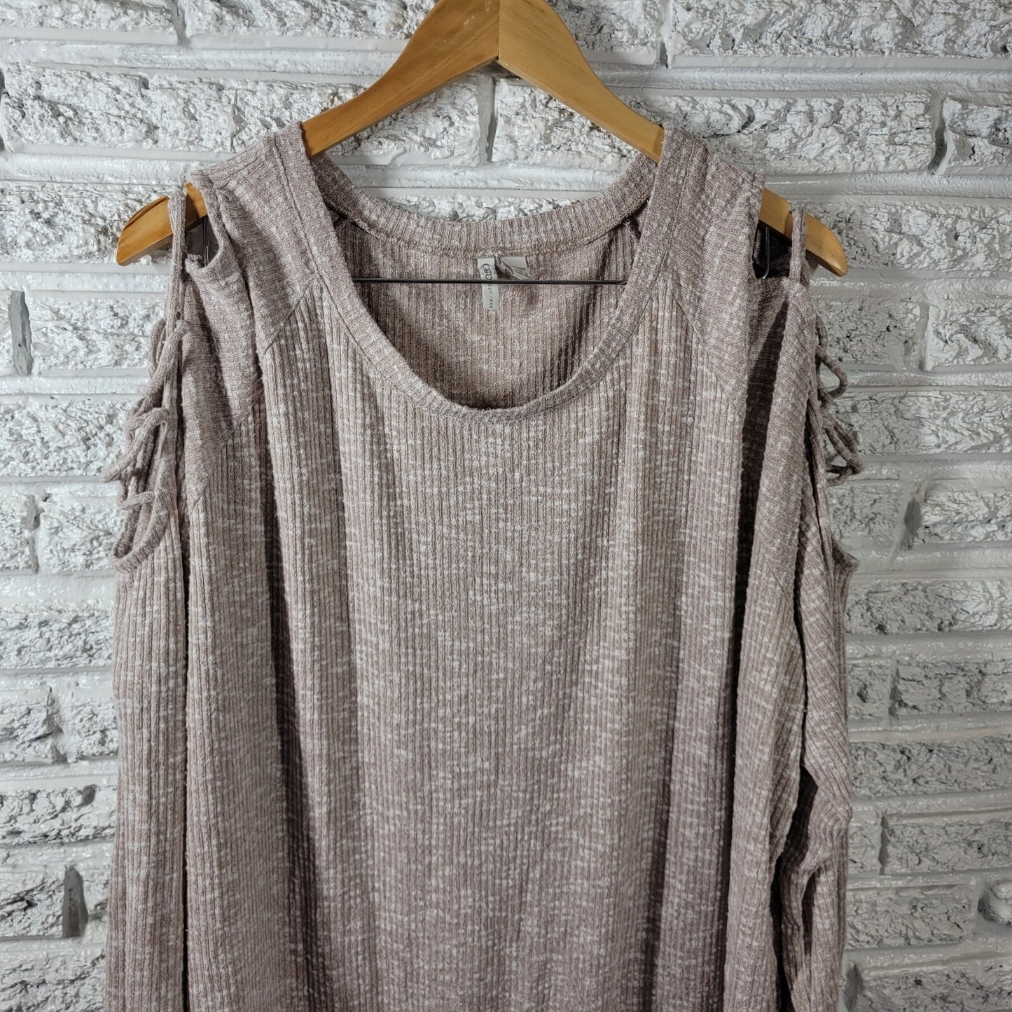 Cato Est 1946 Womens Sweater 22W 24W Lattice Sleeve Beige Lightweight Comfy