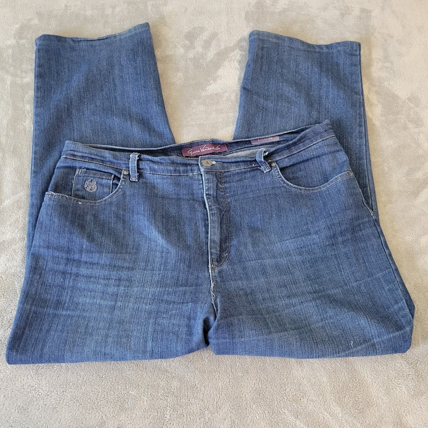 Gloria Vanderbilt Amanda Women Jeans 18 Plus Crop Straight Leg Dark Blue Zip Fly