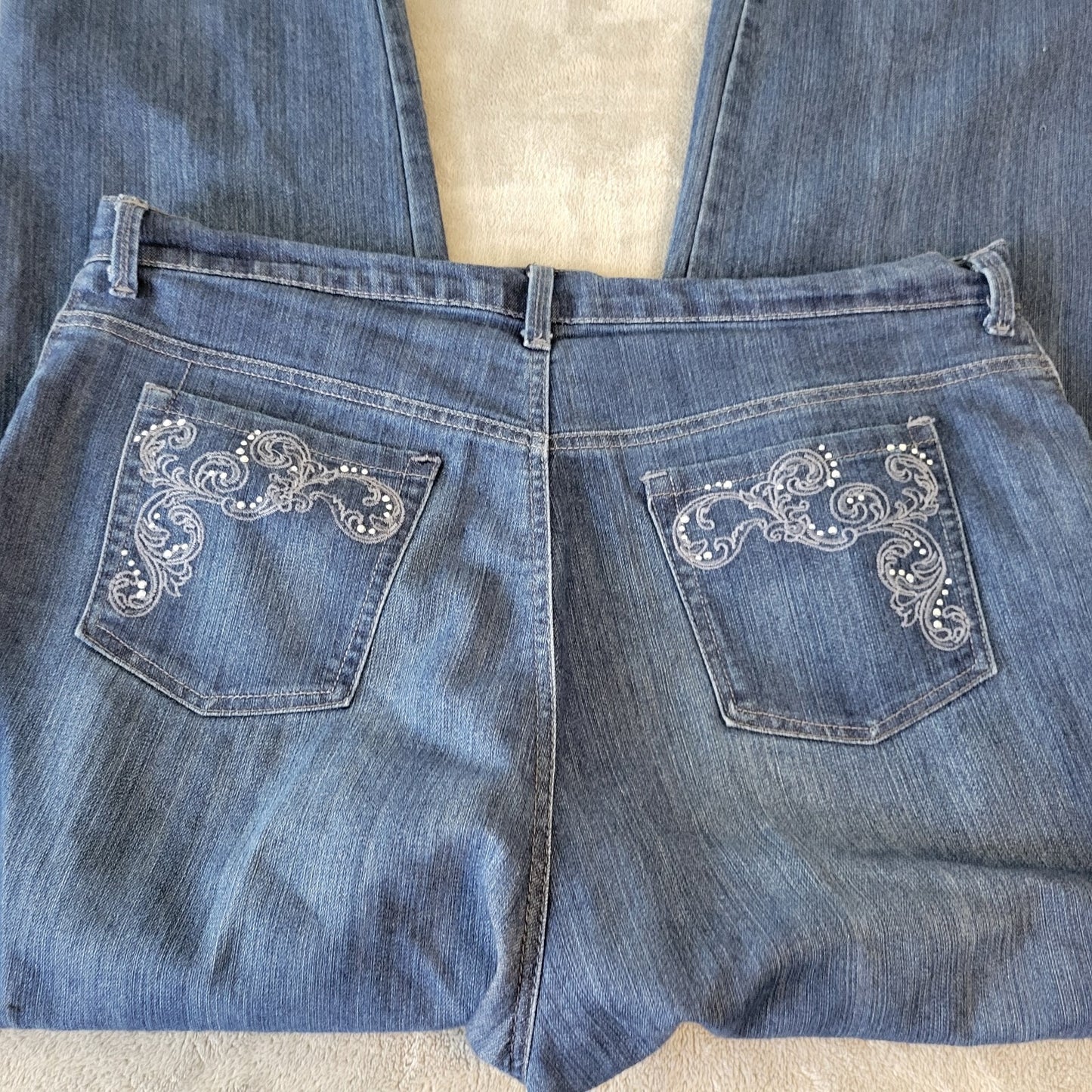 Gloria Vanderbilt Amanda Women Jeans 18 Plus Crop Straight Leg Dark Blue Zip Fly