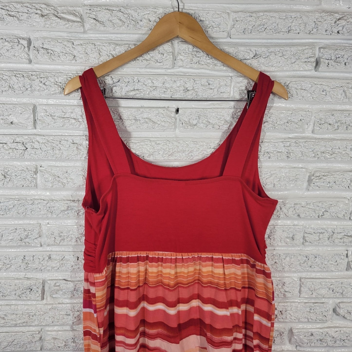 Faded Glory Womens Dress XL 16 18 Mini Sheath Red Orange Stripe Sleeveless