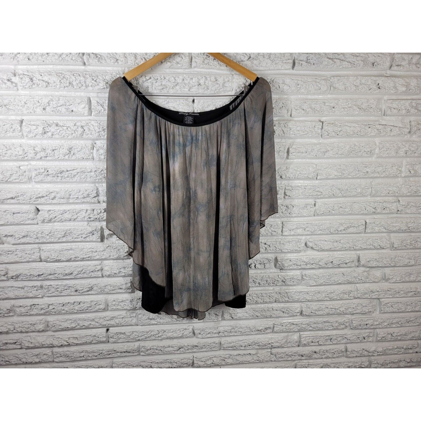 Simply Irresistible Womens Top 1X Plus Batwing Attached Cami Green Watercolor