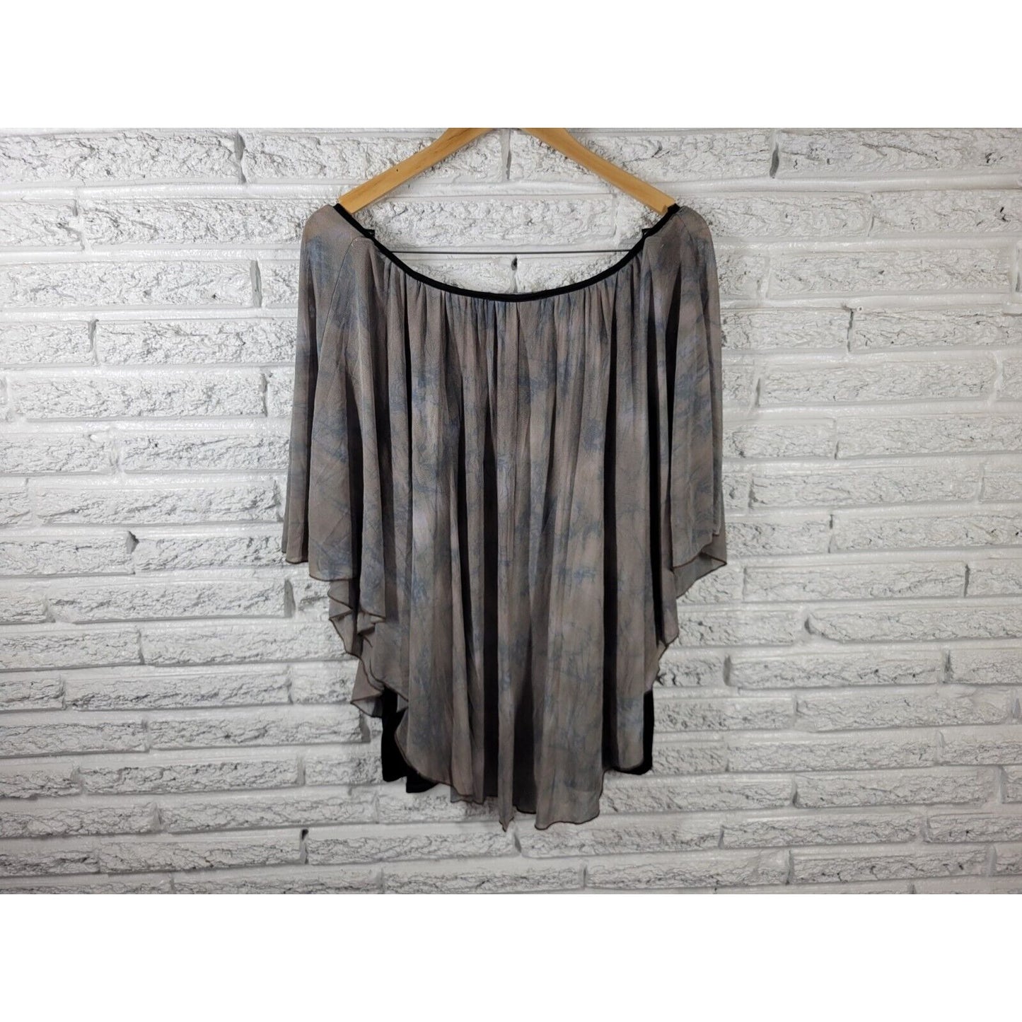 Simply Irresistible Womens Top 1X Plus Batwing Attached Cami Green Watercolor