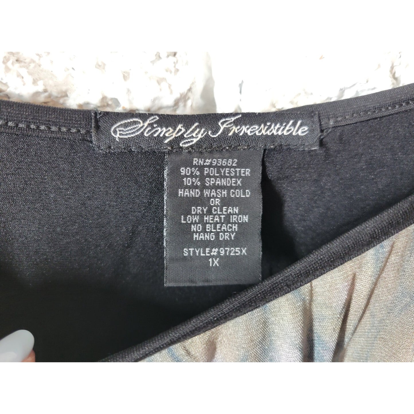 Simply Irresistible Womens Top 1X Plus Batwing Attached Cami Green Watercolor