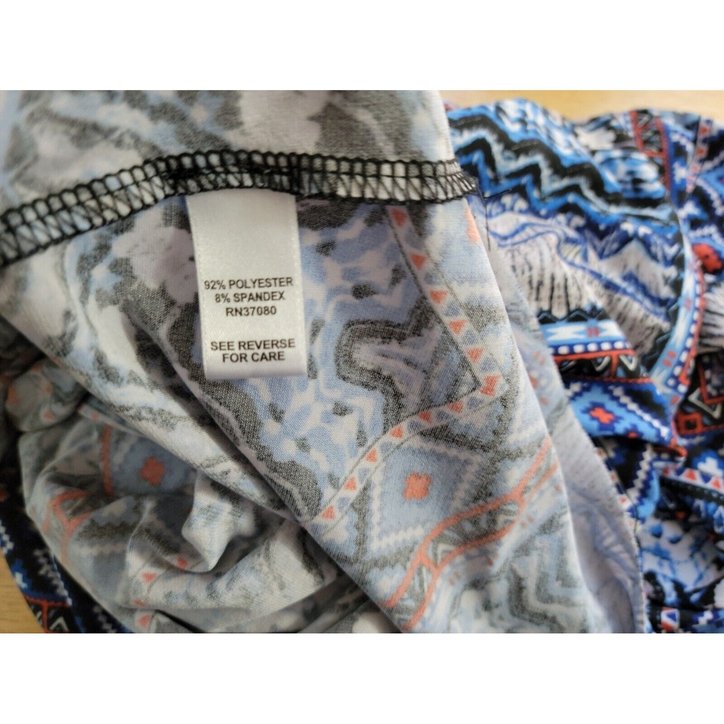 Cato Womens Top 26W 28W Casual Roll Tab Sleeve Pullover Blue Geometric Stretchy