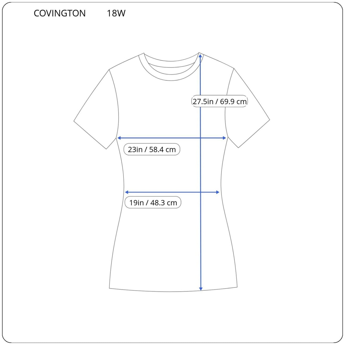 Covington Women Top 18W Plus Zip Up Short Sleeve Blue Geometric Polyester Sash