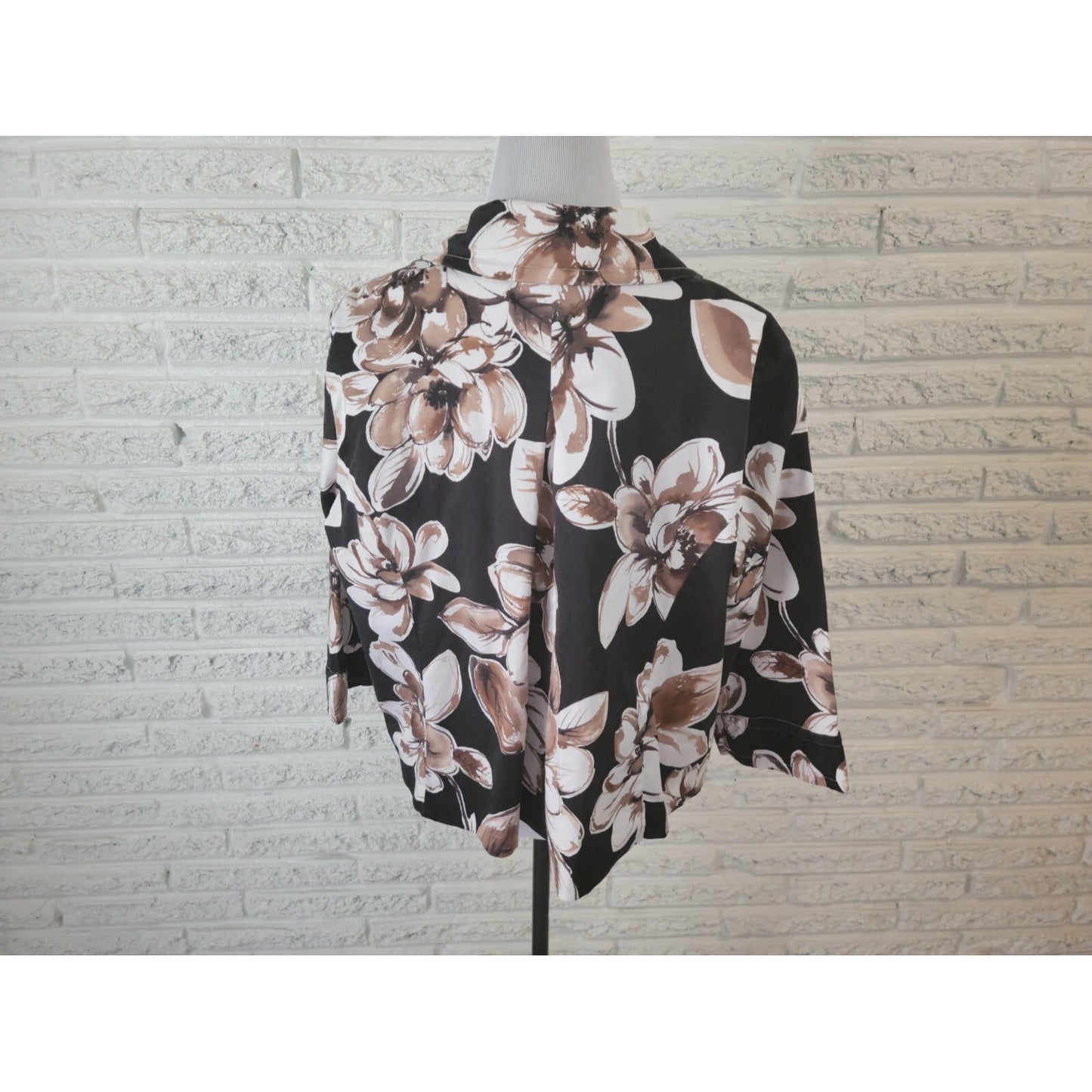 Lane Bryant Womens Shirt 14W 16W Plus Shacket Jacket Black Floral Poly Blend