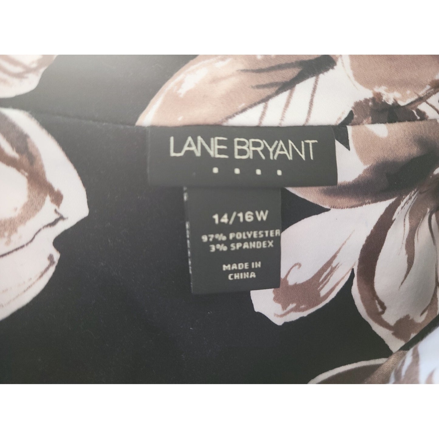 Lane Bryant Womens Shirt 14W 16W Plus Shacket Jacket Black Floral Poly Blend