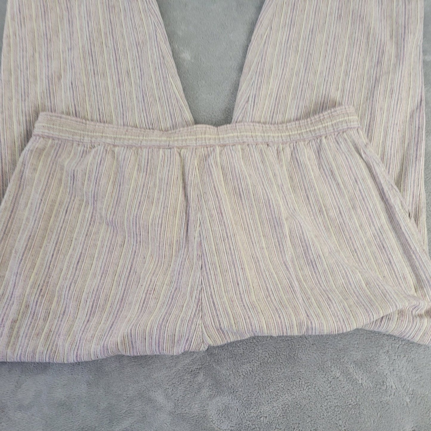 Sag Harbor Womens Pants Extra Large Capri Beige Blue Stripe Pockets Zip Casual