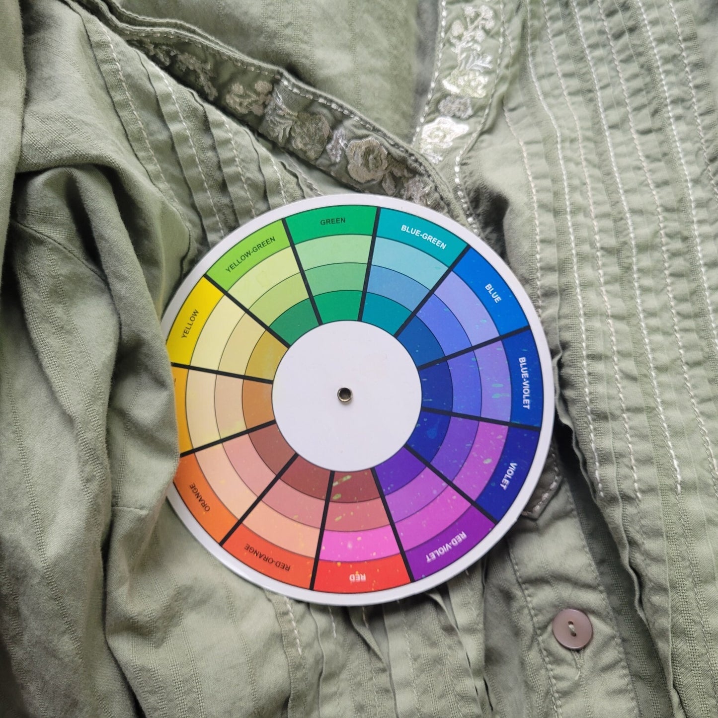 Style Co Womens Top 18 Plus Roll Tab Sleeve Green Cotton Pintucked Embroidered