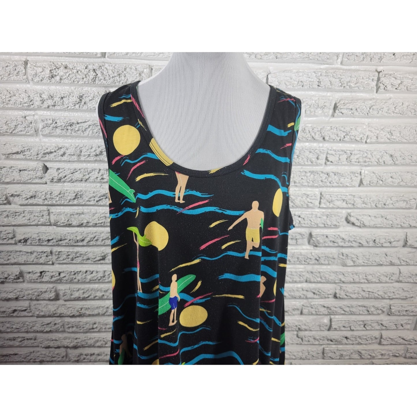 Lularoe Womens Top Extra Large Tank Tunic Black Poly Blend Surfer Surfing Casual