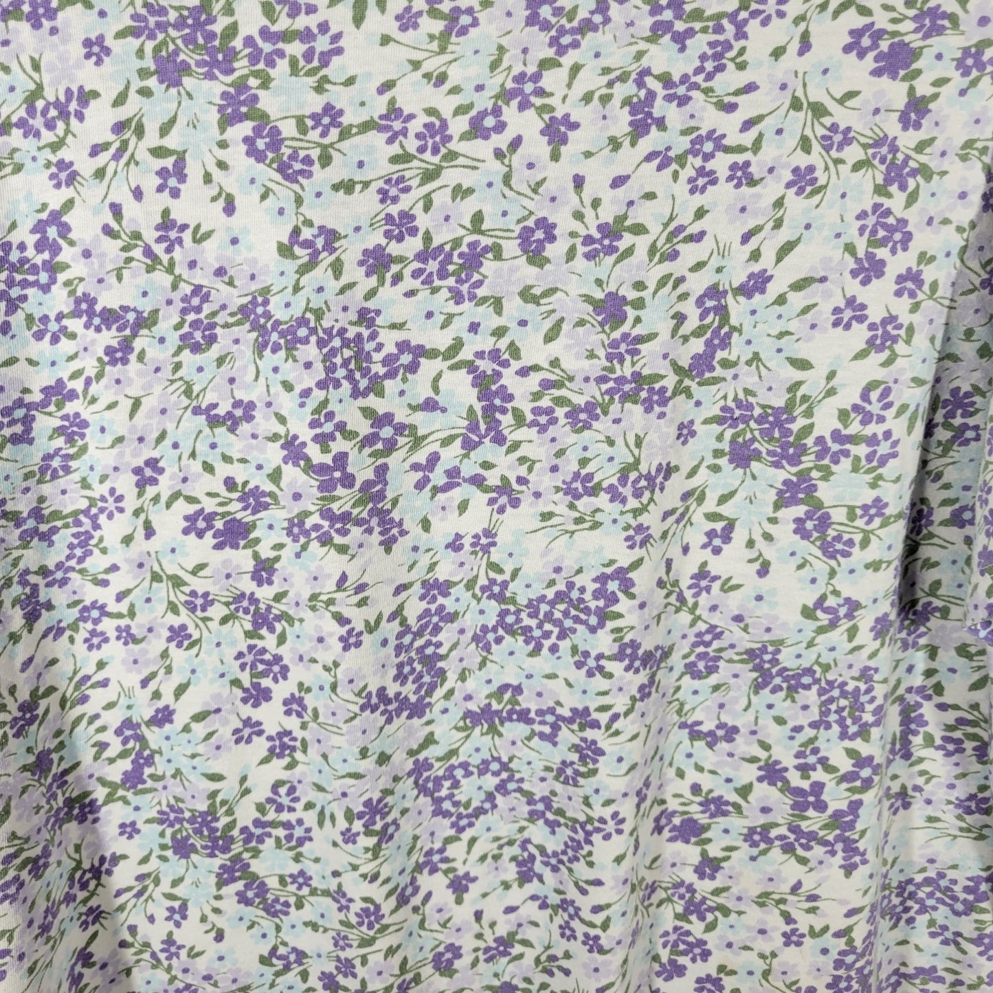 White Stag Womens Top 3X Plus Short Sleeve Cotton Blend Co Purple Floral Pleated