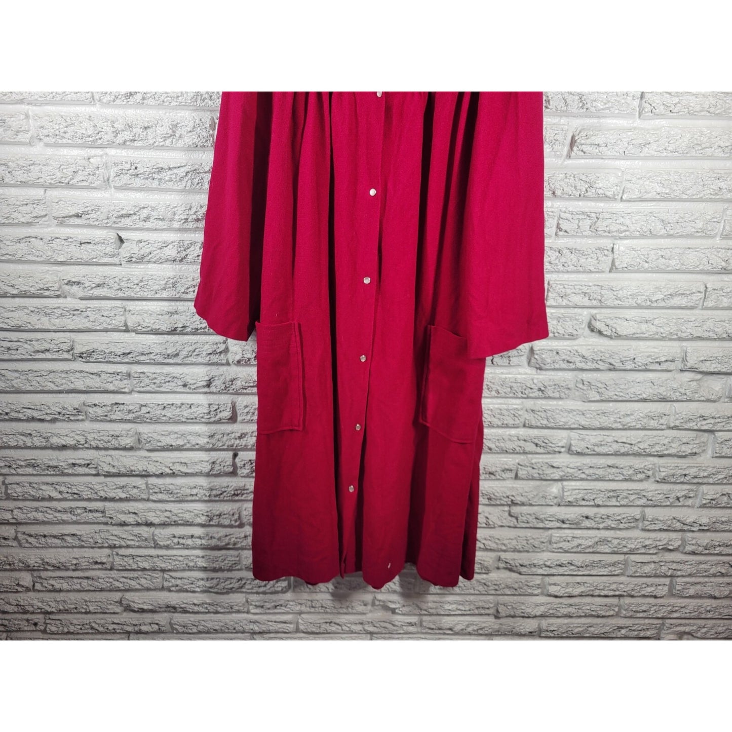 Adonna Women's Plus 1X Hot Pink Flannel Robe Long Sleeve Snaps Pockets Kaftan