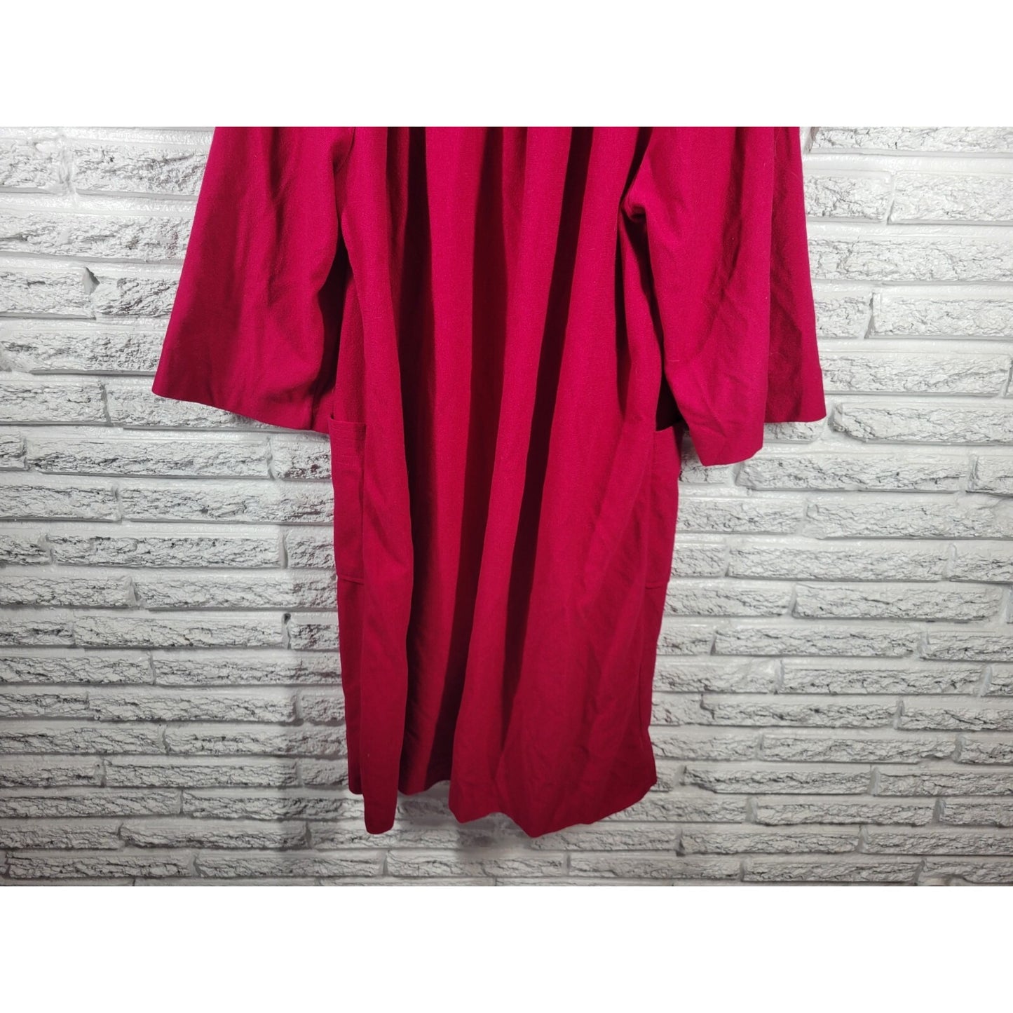 Adonna Women's Plus 1X Hot Pink Flannel Robe Long Sleeve Snaps Pockets Kaftan