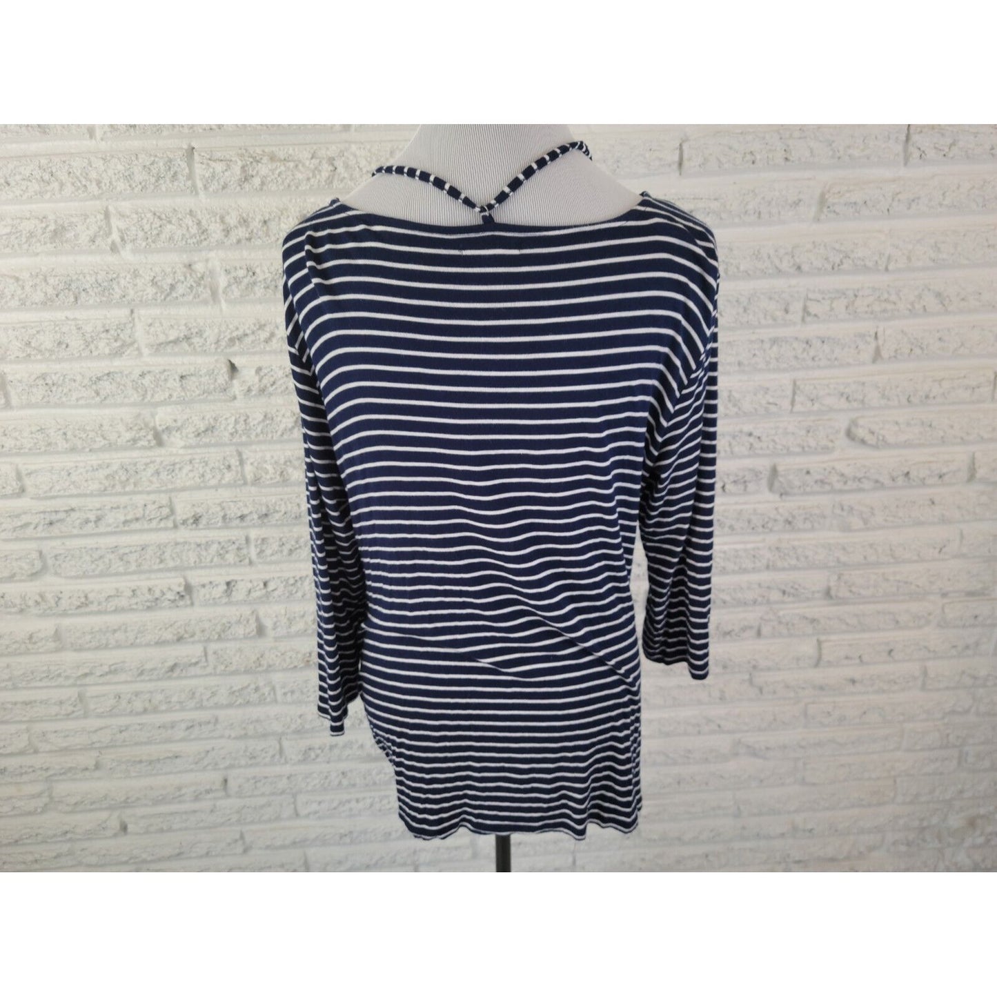 Maurices Women Top Extra Large XL Criss Cross Knit Lace Up Stripe Casual Stretch