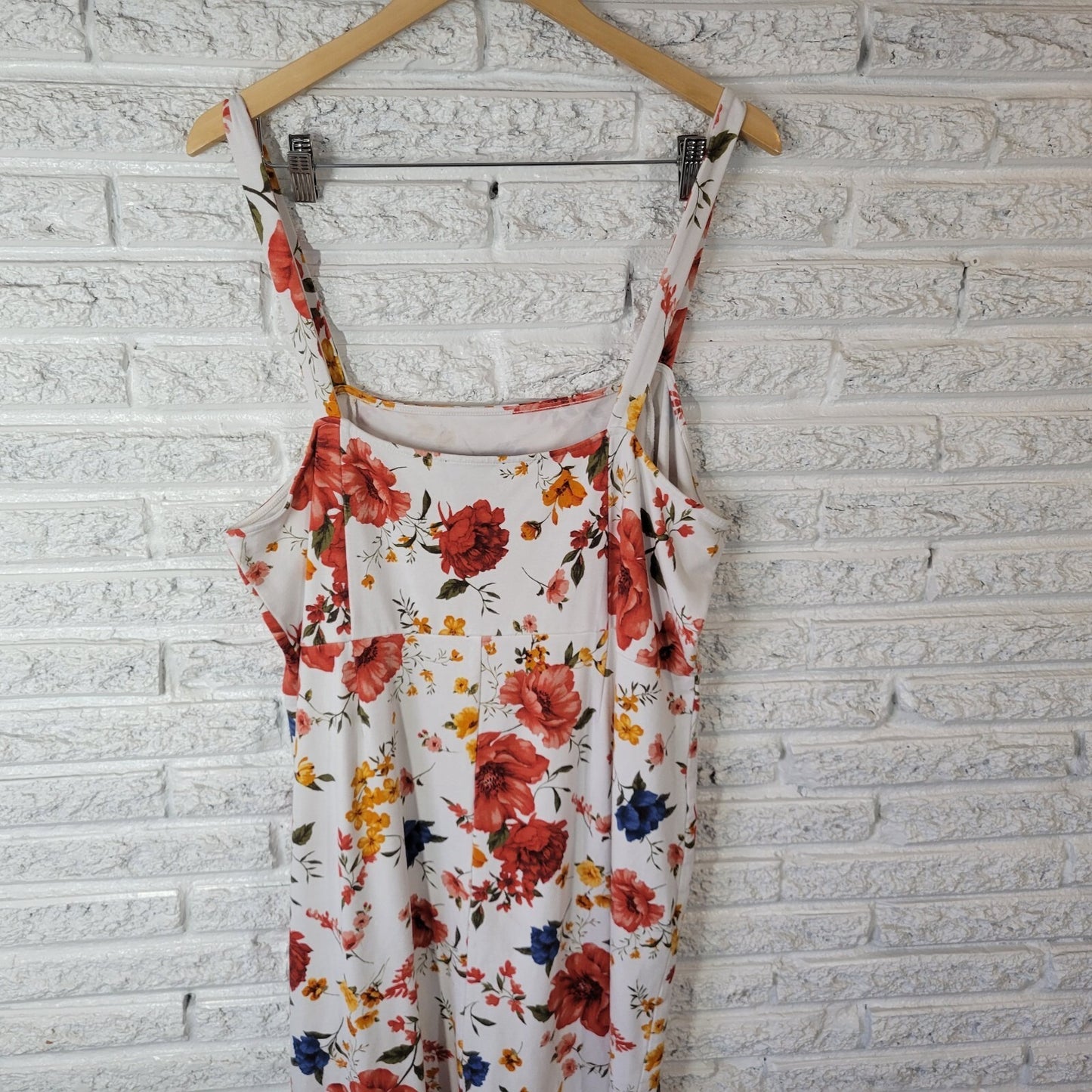 Forever 21 Womens Dress 3X Plus Sleeveless Shift Red Floral Casual Square Neck