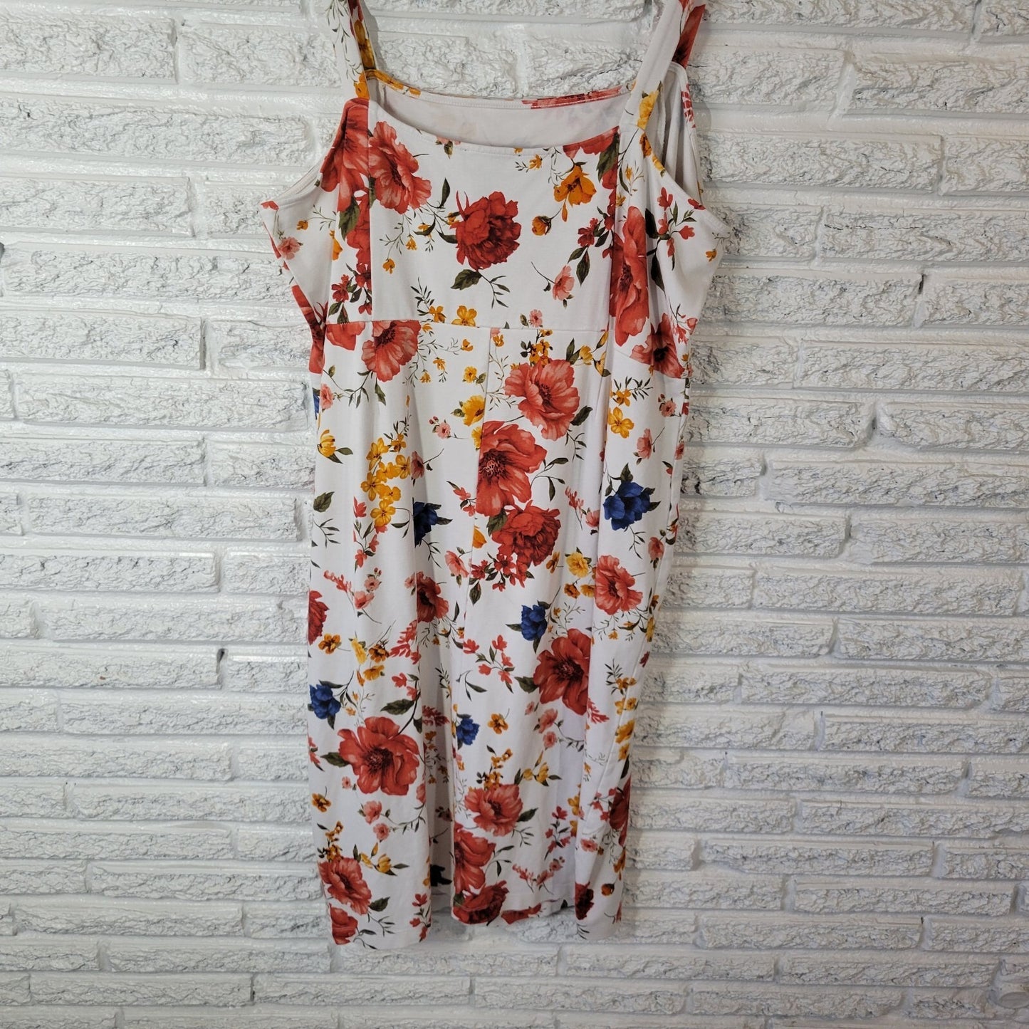 Forever 21 Womens Dress 3X Plus Sleeveless Shift Red Floral Casual Square Neck