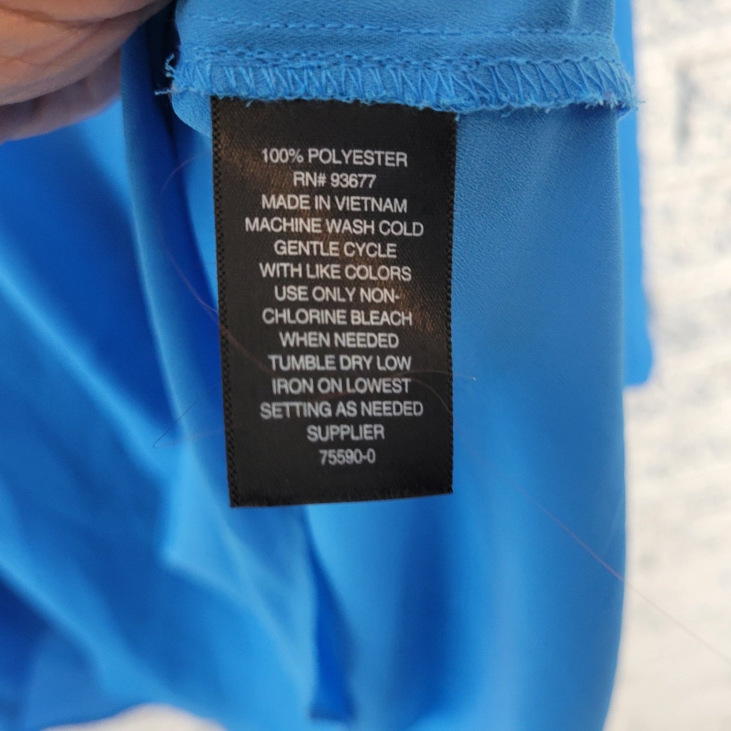 Worthington Womens Top 3X Plus Roll Tab 3/4 Sleeve Blue Lightweight Polyester