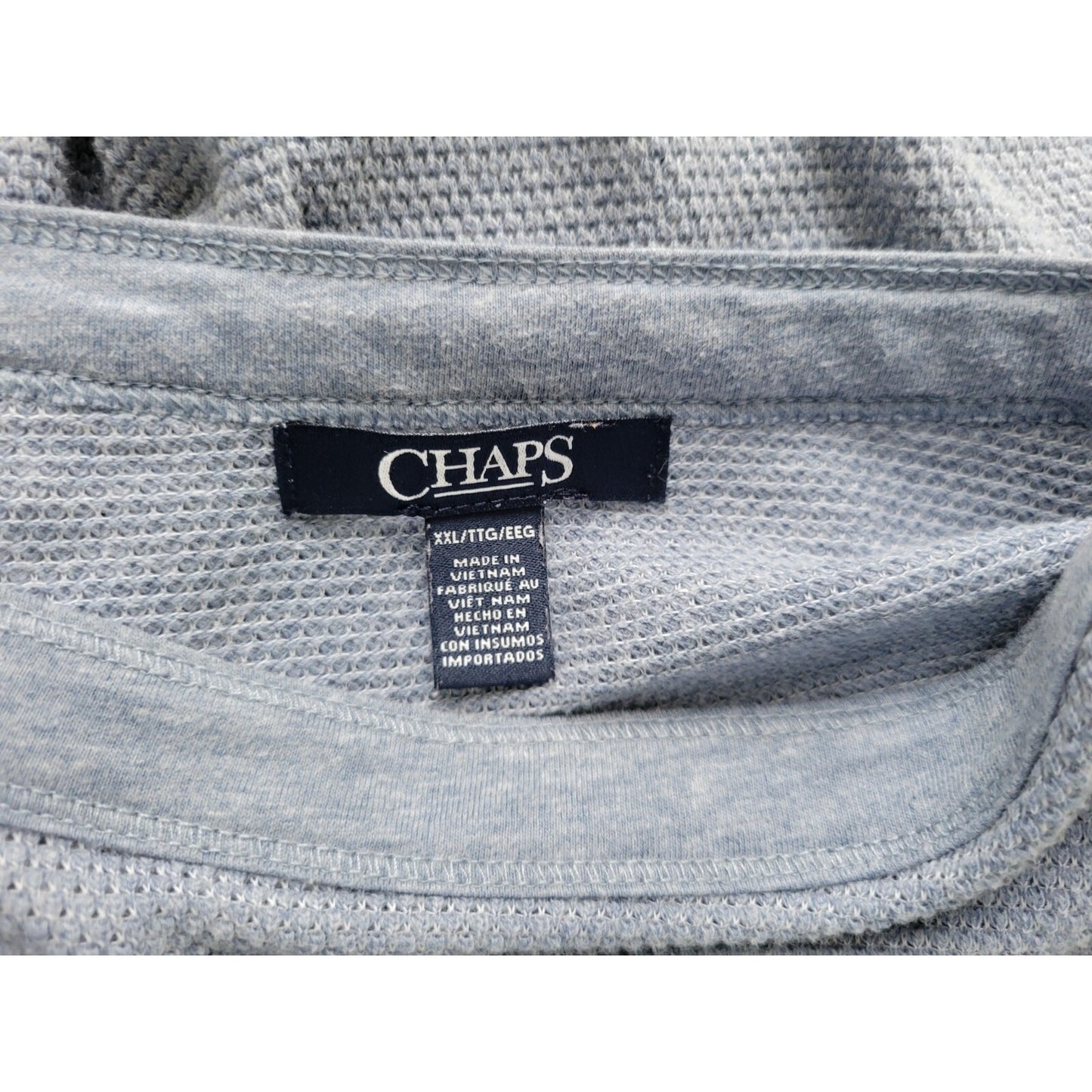 Chaps Womens Top XXL Plus Lace Up Sleeve Blue Sheer Pointelle Stretchy Knit