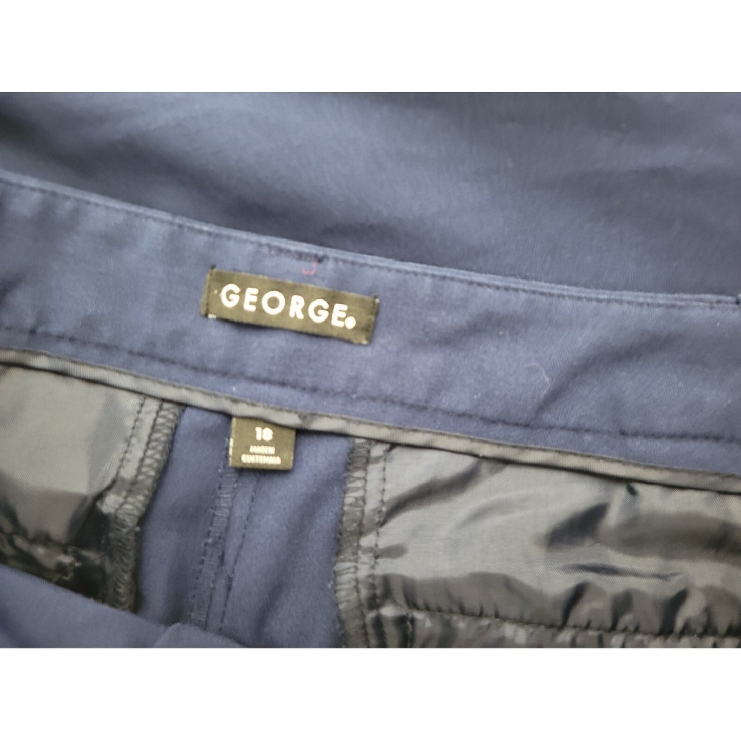 George Womens Pants 18 Plus Straight Leg Blue Short Inseam Polyester Blend