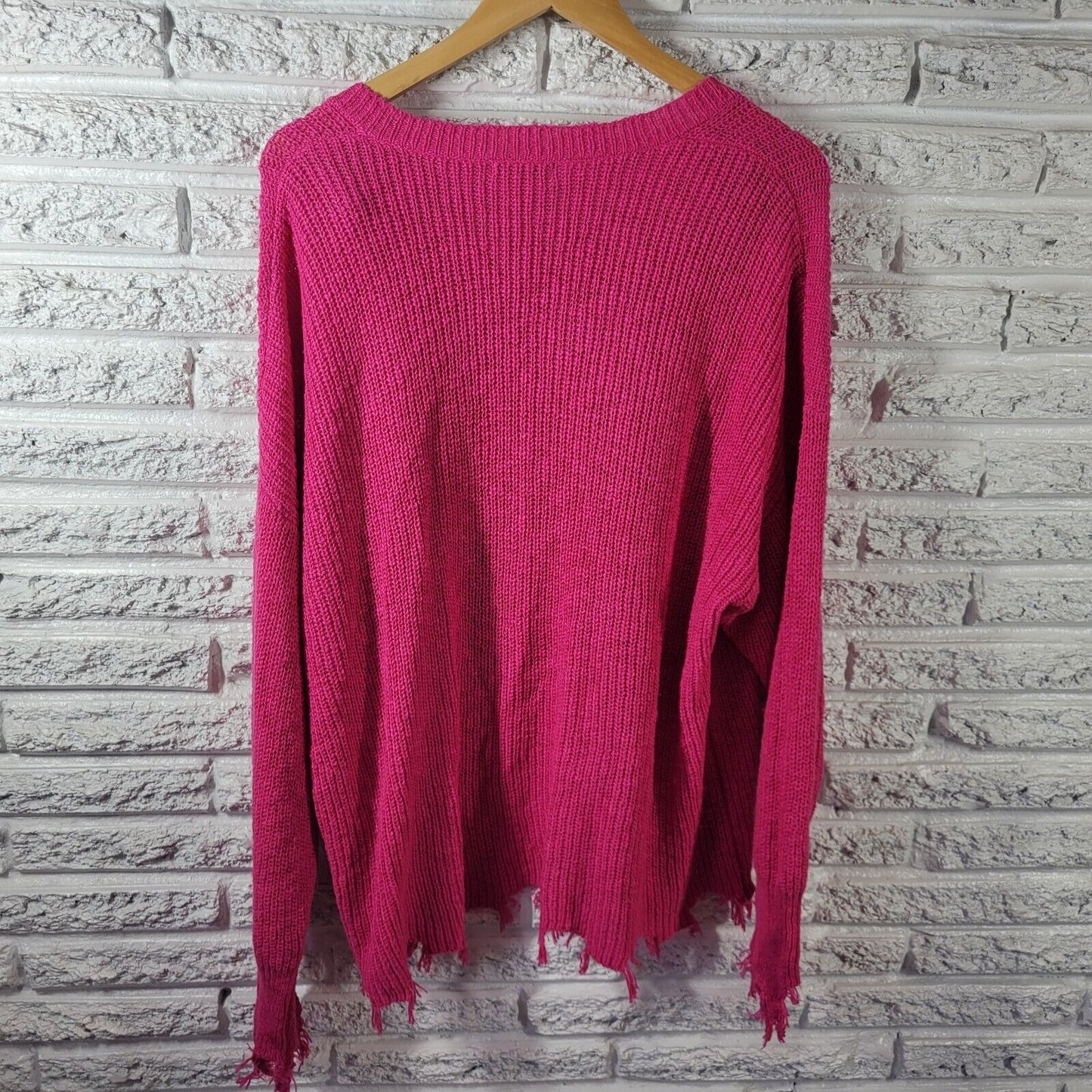 Cato Est 1946 Womens Sweater 22W 24W Plus Boho Pink Soft Semi Sheer Fringe Comfy