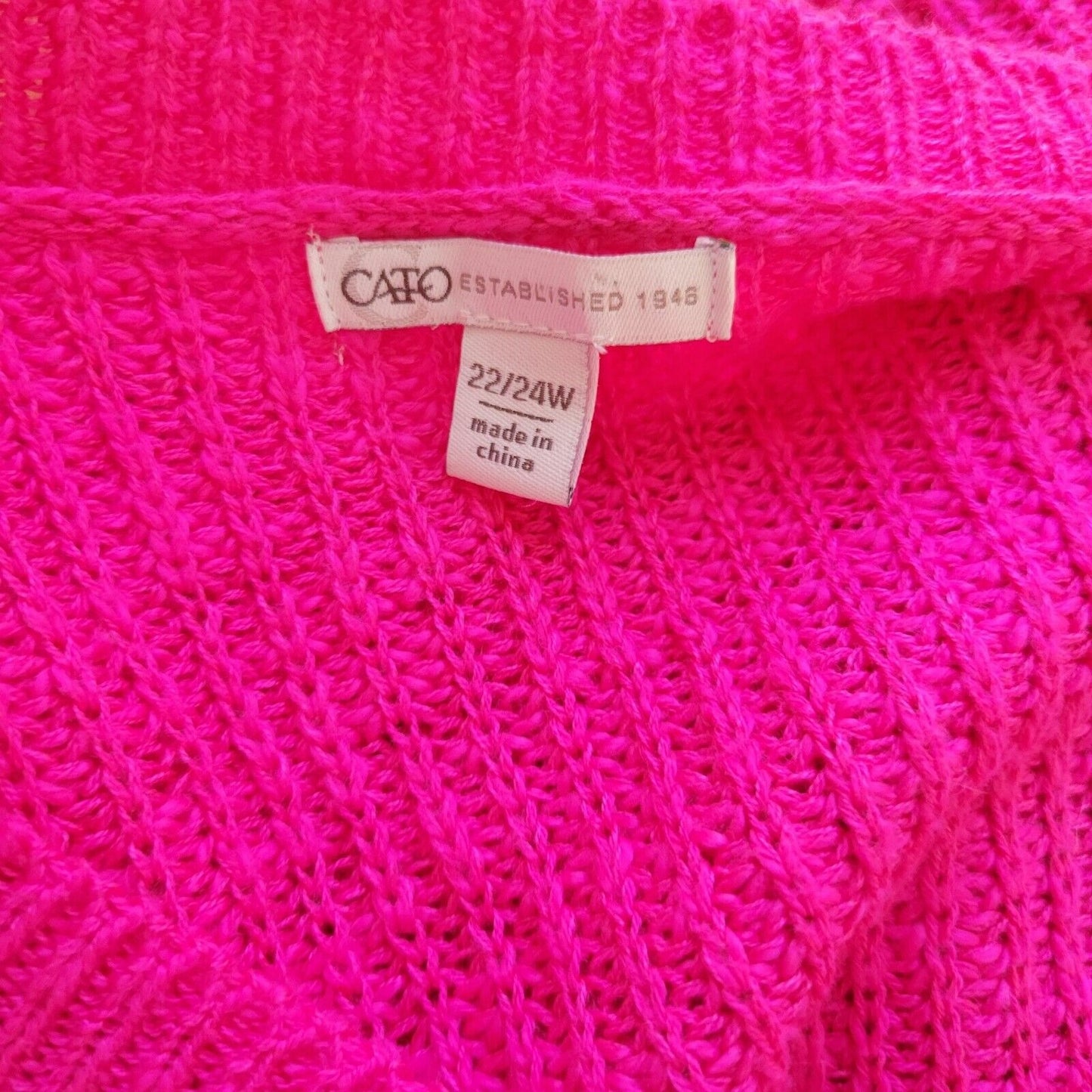 Cato Est 1946 Womens Sweater 22W 24W Plus Boho Pink Soft Semi Sheer Fringe Comfy