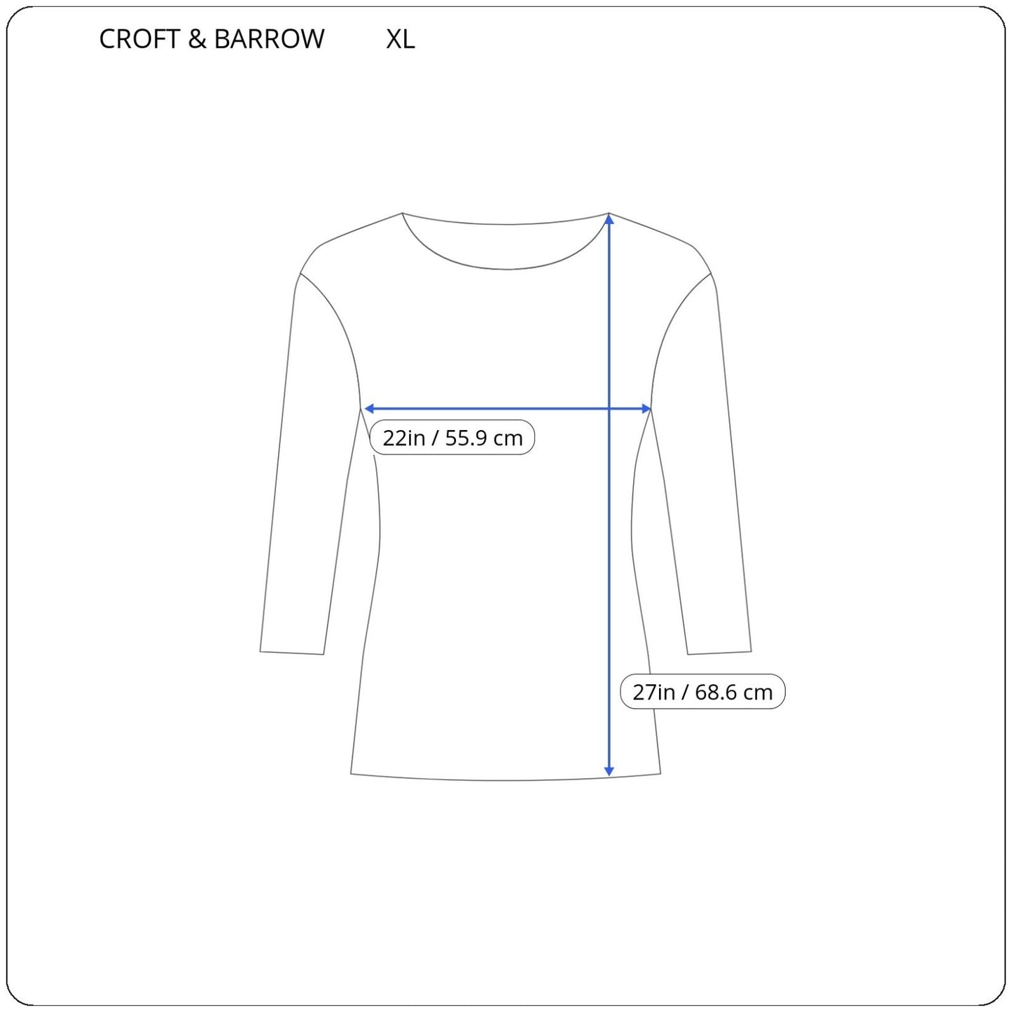 Croft Barrow Womens Top Extra Large Tee  3/4 Cuff Sleeve Comfy Brown Pink Stripe