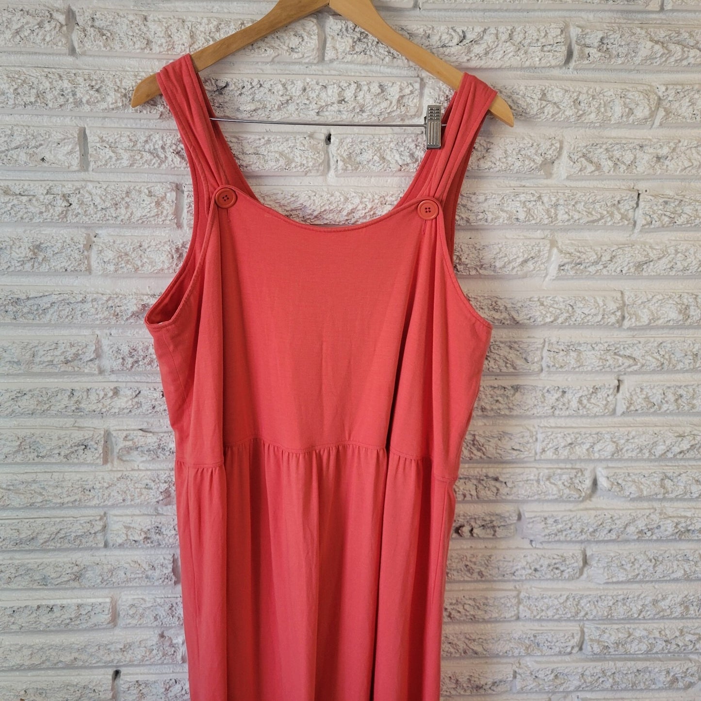 Denim & Co Womens Dress XL Sheath Wide Strap Pink Poly Blend Casual Comfy