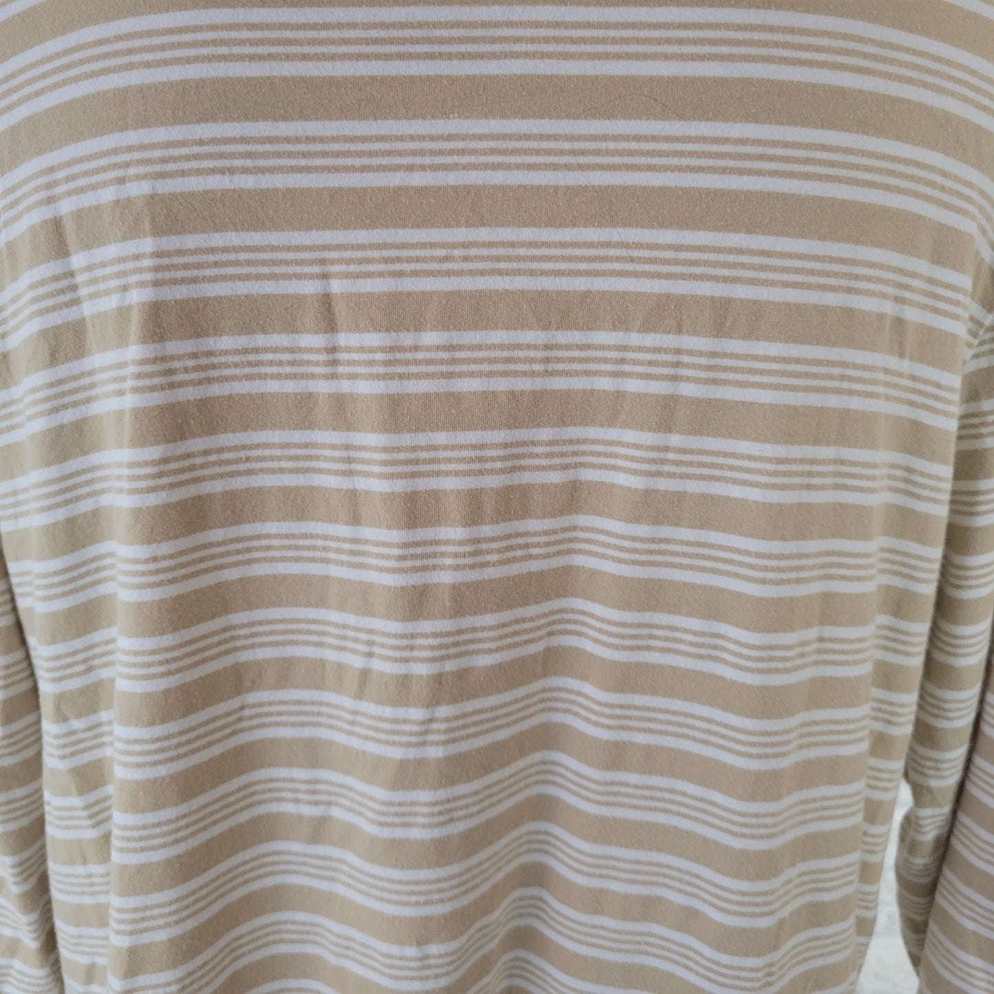 Rafaella Women Top 2X Plus Tee 3/4 Sleeve Beige Stripe Cotton Blend Casual Comfy