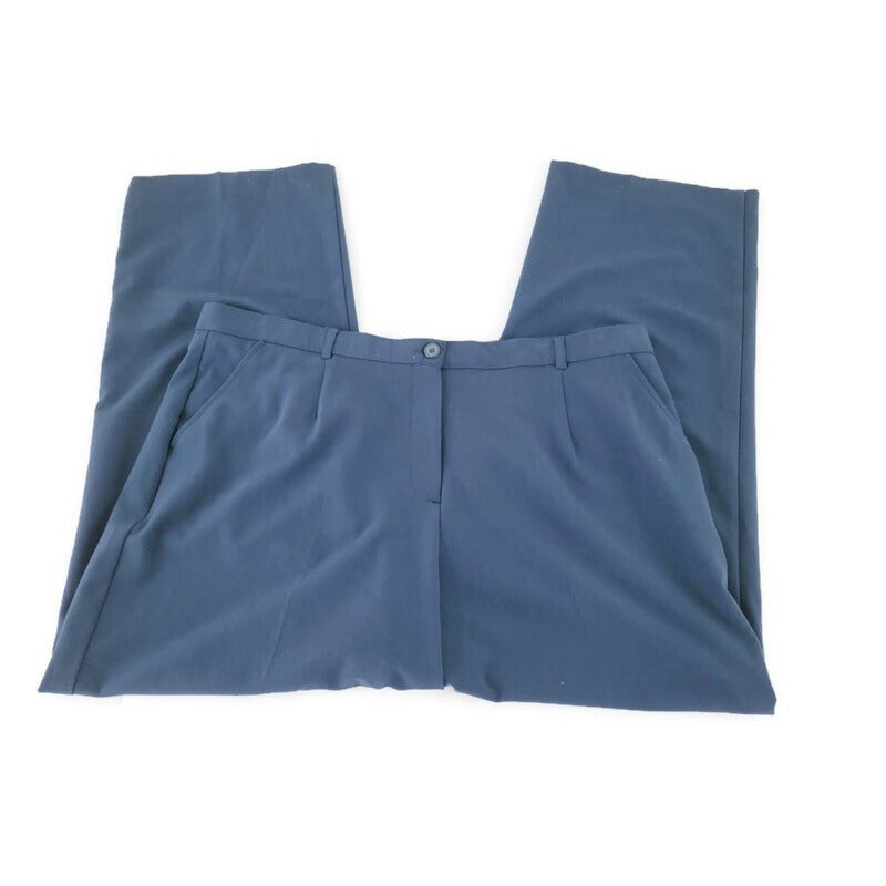 George Womens Pants 18WP Plus Petite Straight Leg Comfort Waist Blue Pockets