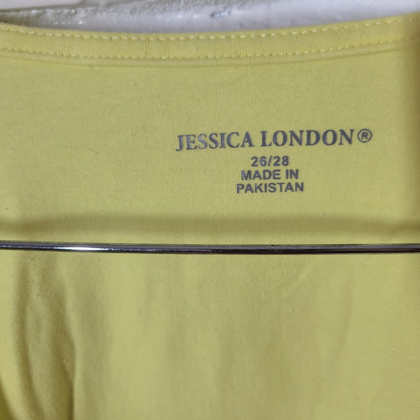 Jessica London Womens Top 26 28 Plus Tee Yellow Embroidered Cotton Blend Comfy