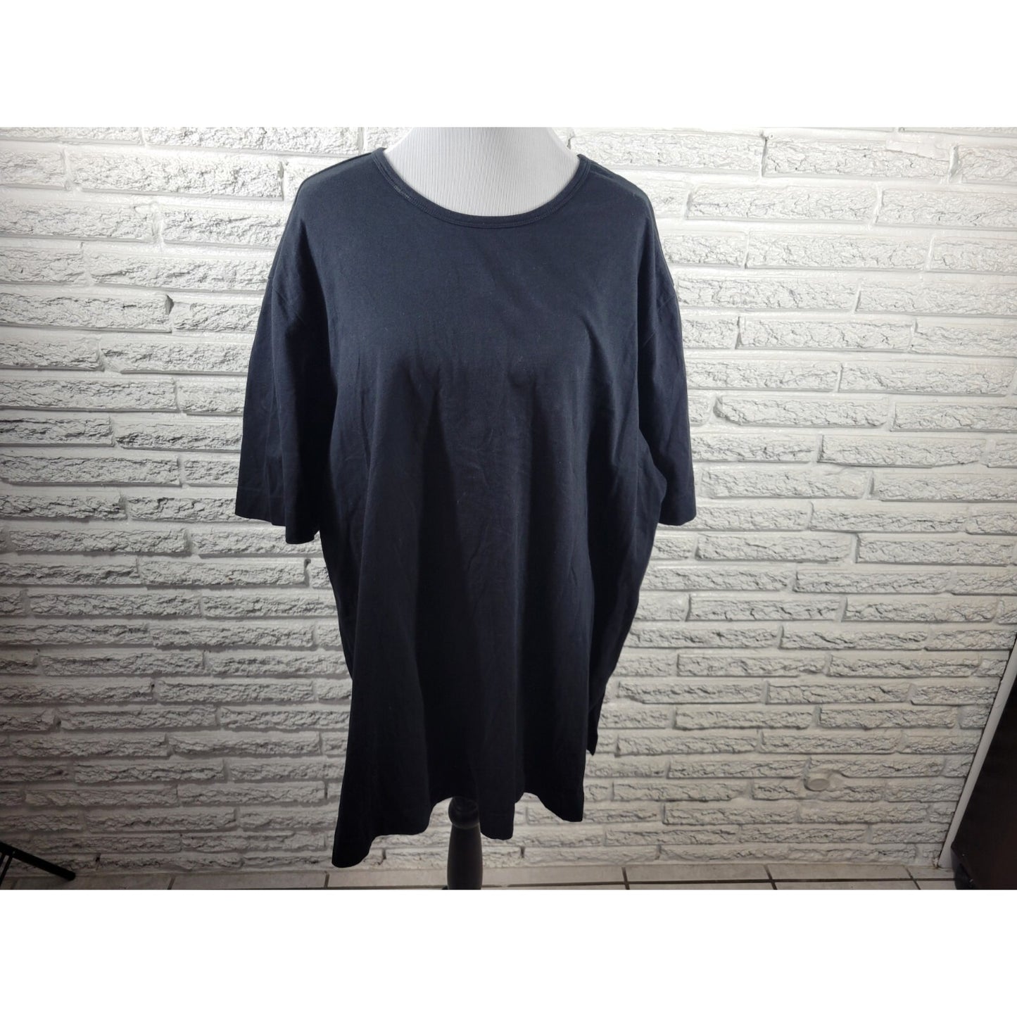 Denim Co Womens Top 2X Plus Tee Short Sleeve Black Cotton Casual Stretchy Basic