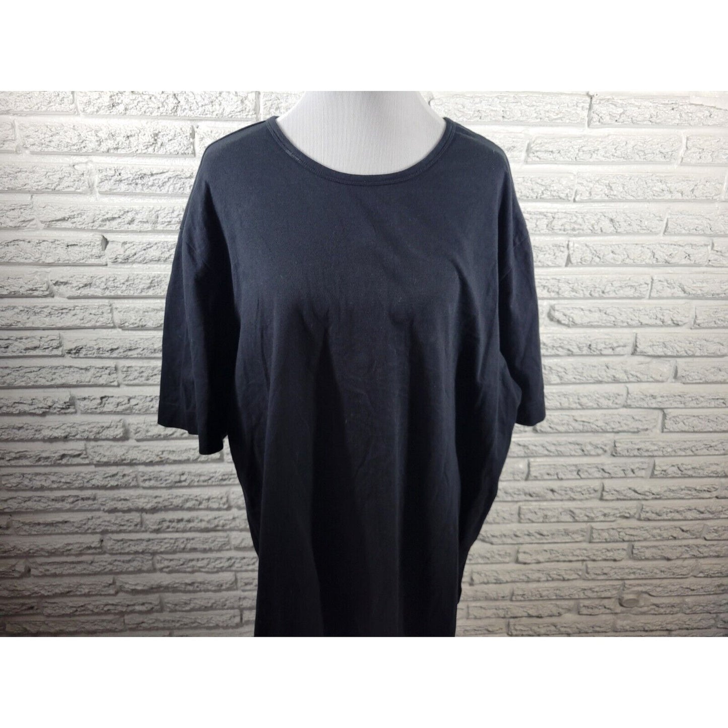 Denim Co Womens Top 2X Plus Tee Short Sleeve Black Cotton Casual Stretchy Basic