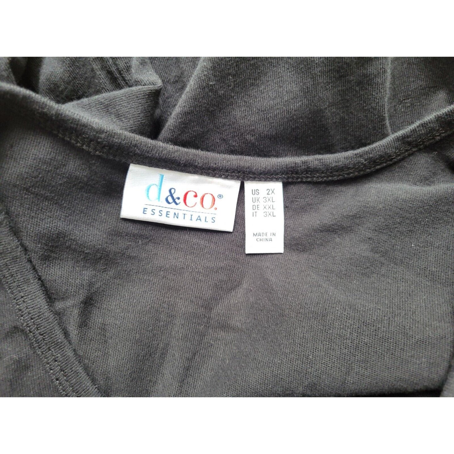 Denim Co Womens Top 2X Plus Tee Short Sleeve Black Cotton Casual Stretchy Basic