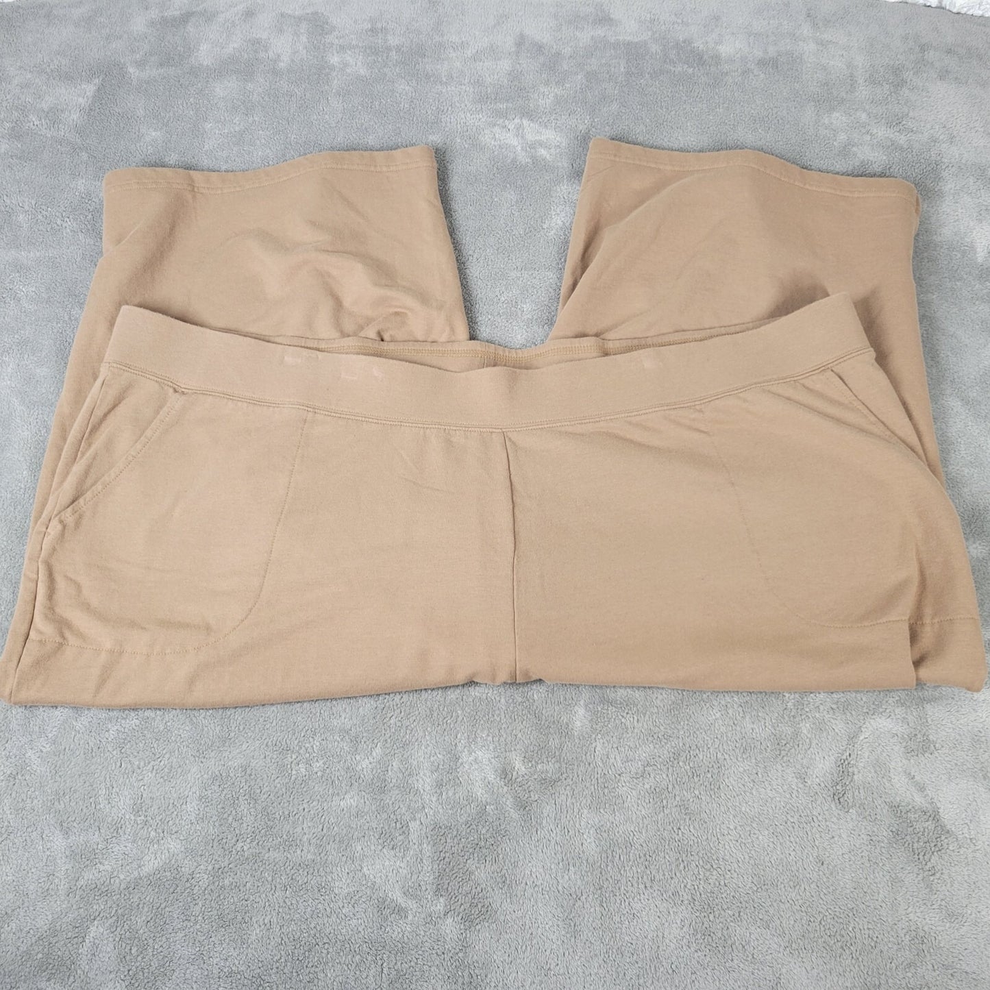 Denim Co Active QVC Womens Pants 3X Plus Capri Beige Pull On Comfort Pockets