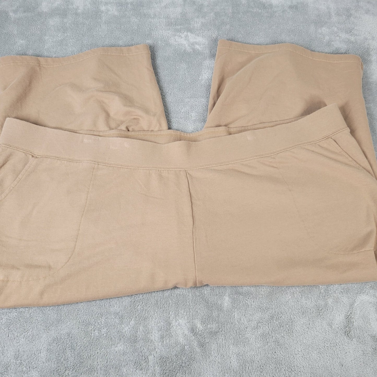 Denim Co Active QVC Womens Pants 3X Plus Capri Beige Pull On Comfort Pockets