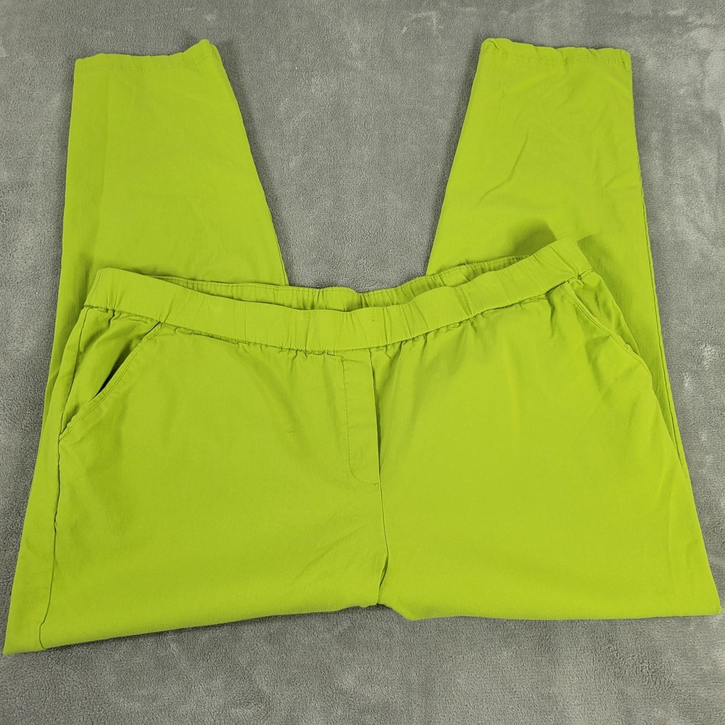 Joan Rivers Women Pants 22W Cropped Pull On Lime Green Comfy Nylon Rayon Spandex