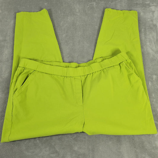 Joan Rivers Women Pants 22W Cropped Pull On Lime Green Comfy Nylon Rayon Spandex