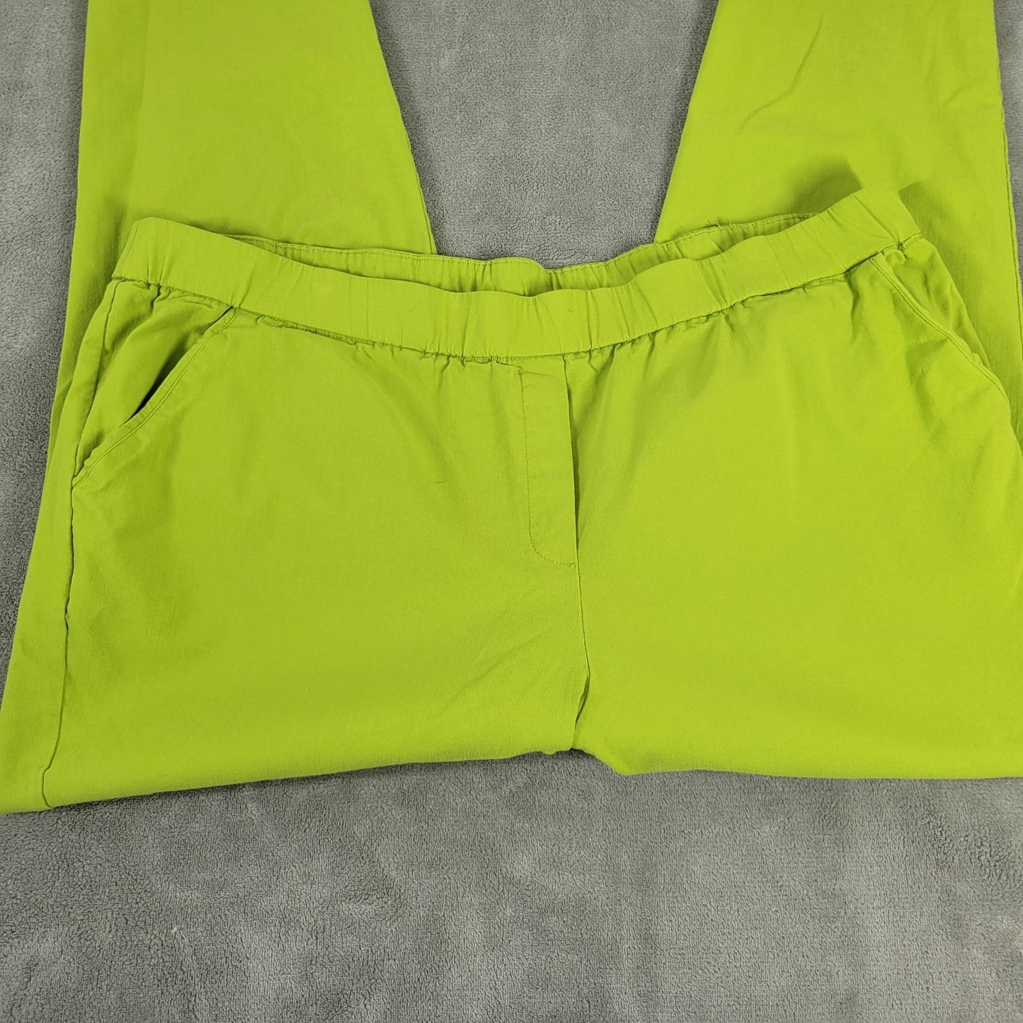 Joan Rivers Women Pants 22W Cropped Pull On Lime Green Comfy Nylon Rayon Spandex