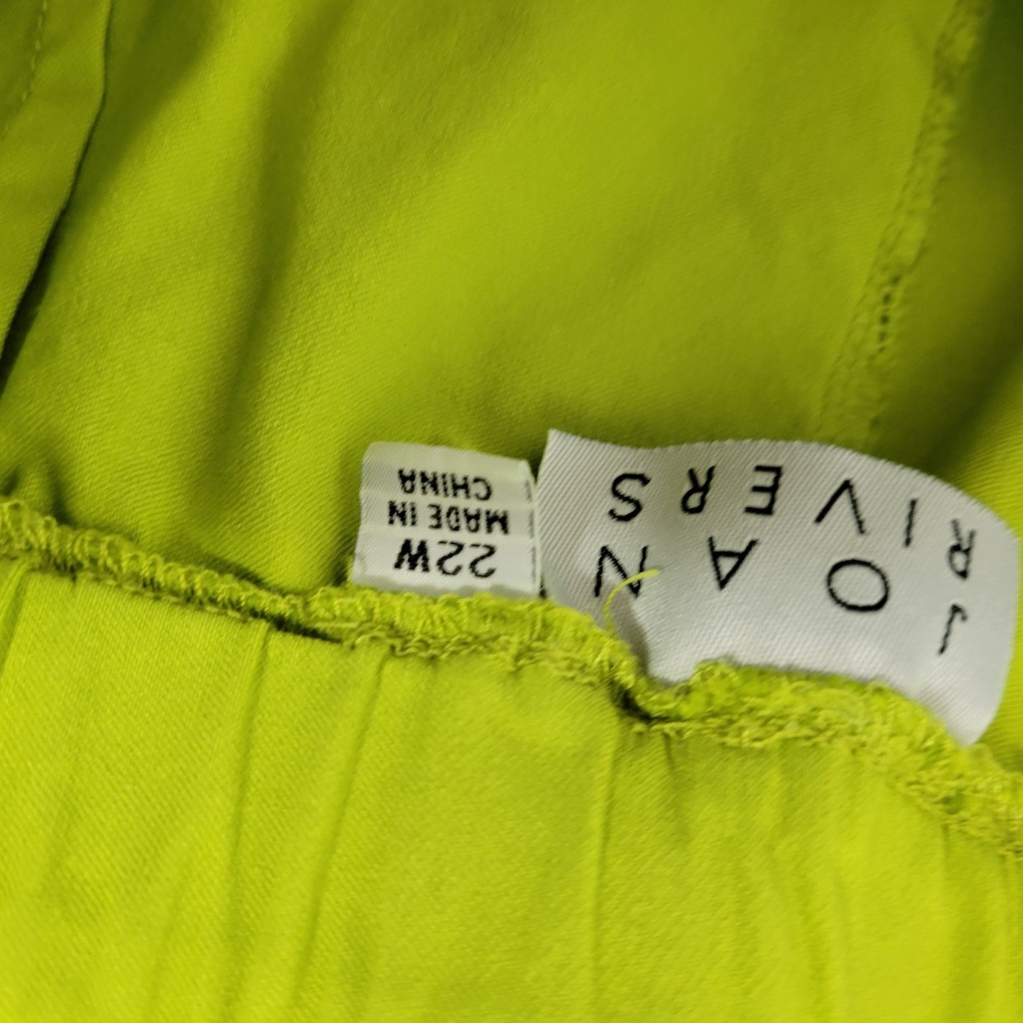 Joan Rivers Women Pants 22W Cropped Pull On Lime Green Comfy Nylon Rayon Spandex