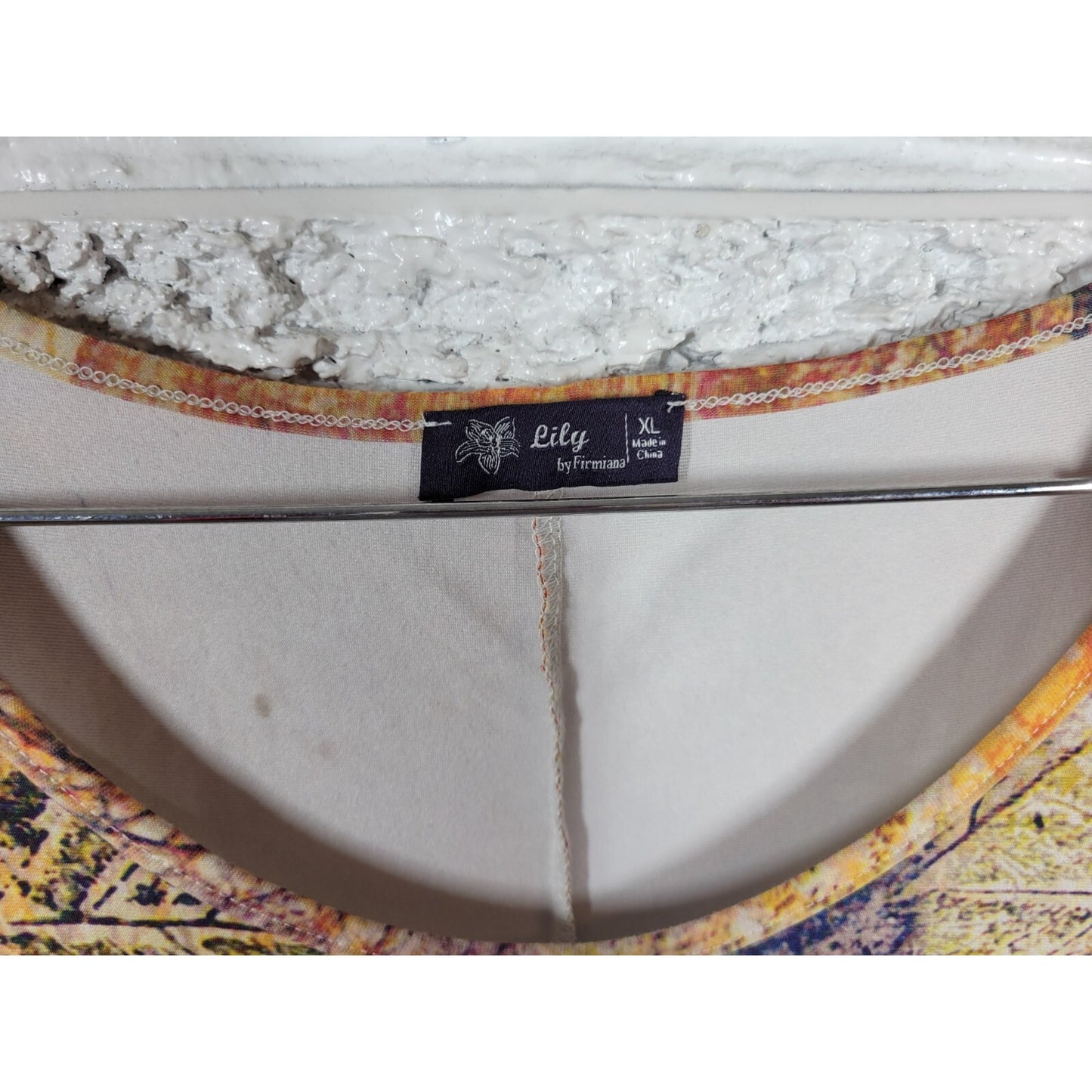 Lily Firmiana Womens Dress Extra Large Mini Sleeveless Casual Brown Gold Trees