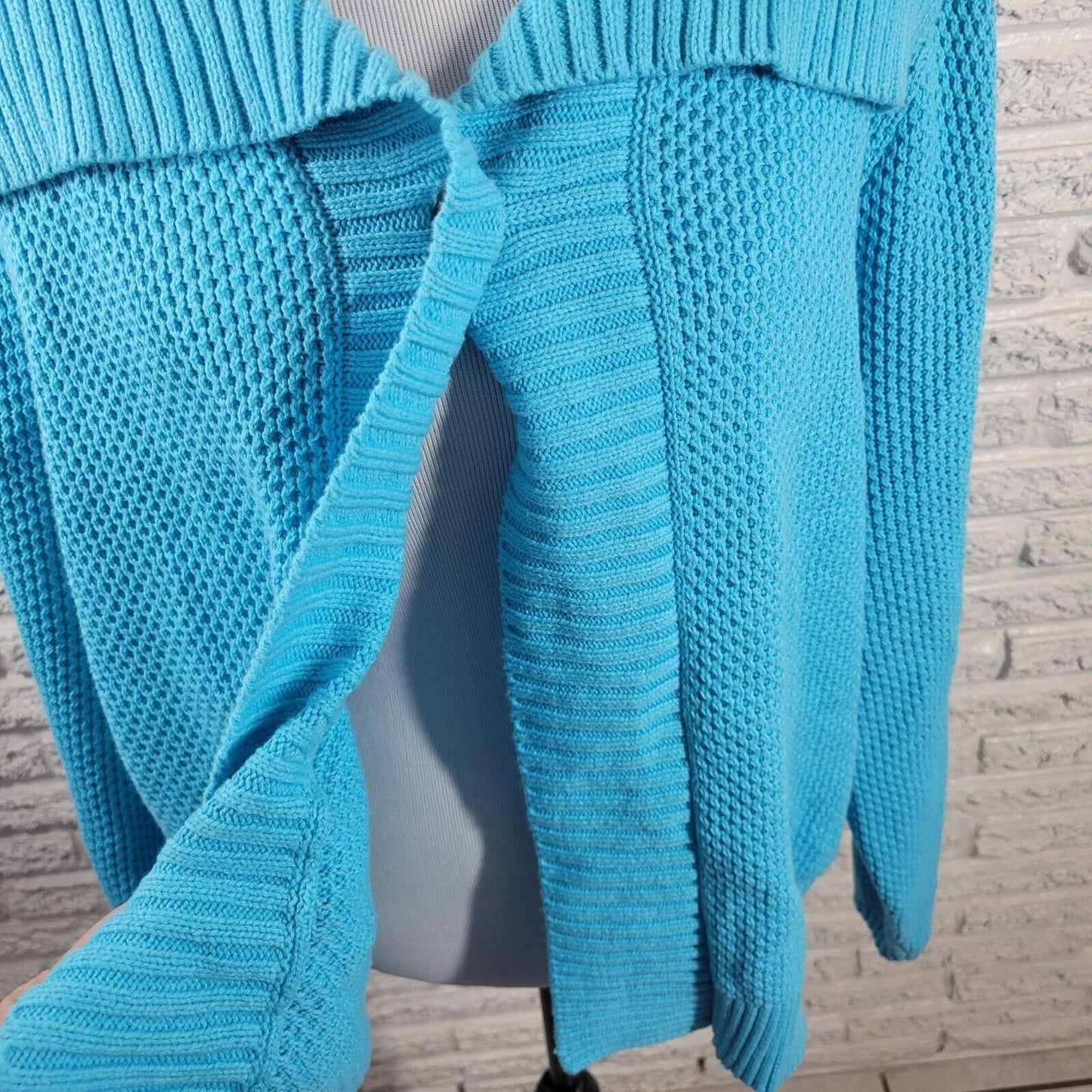 Liz Claiborne Womens Sweater 2X Cardigan One Button Blue Collar Office Casual