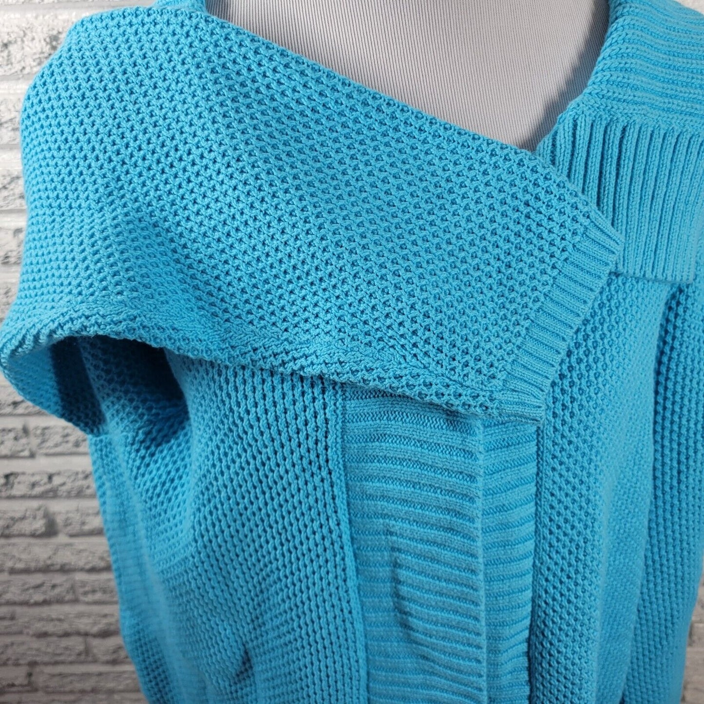 Liz Claiborne Womens Sweater 2X Cardigan One Button Blue Collar Office Casual