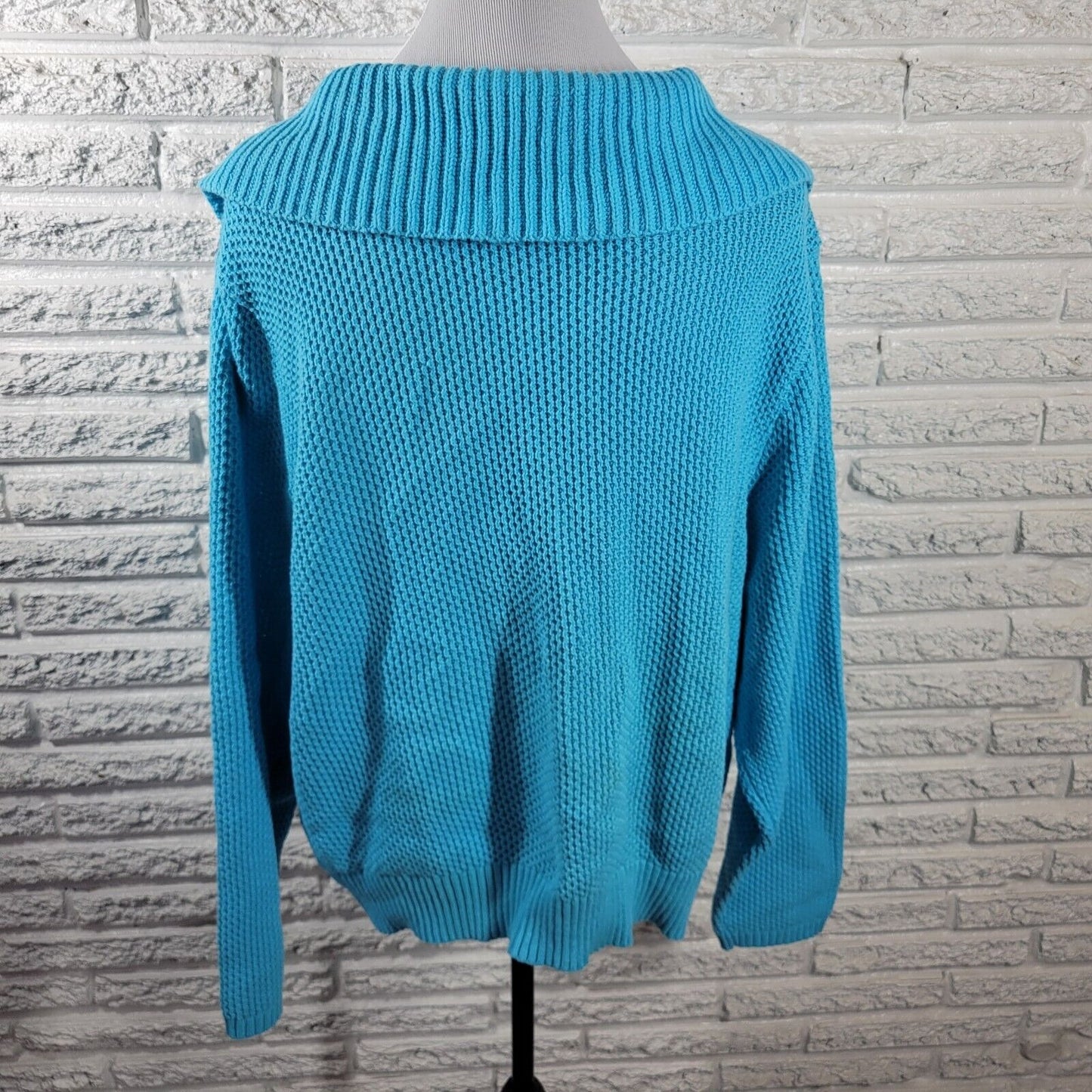 Liz Claiborne Womens Sweater 2X Cardigan One Button Blue Collar Office Casual